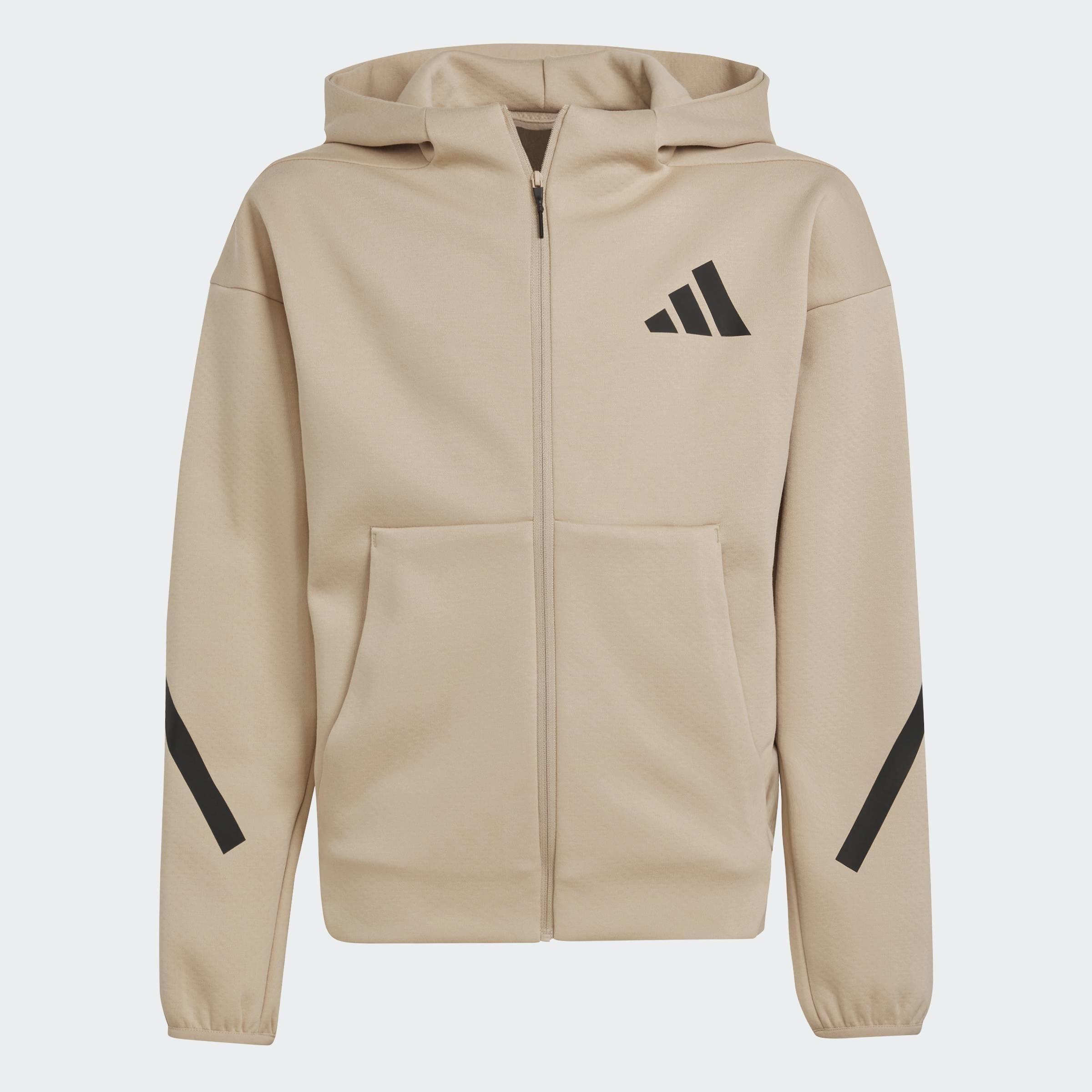 Kids Unisex adidas Z.N.E. Full-Zip Hooded Track Jacket, Beige, A901_ONE, large image number 0
