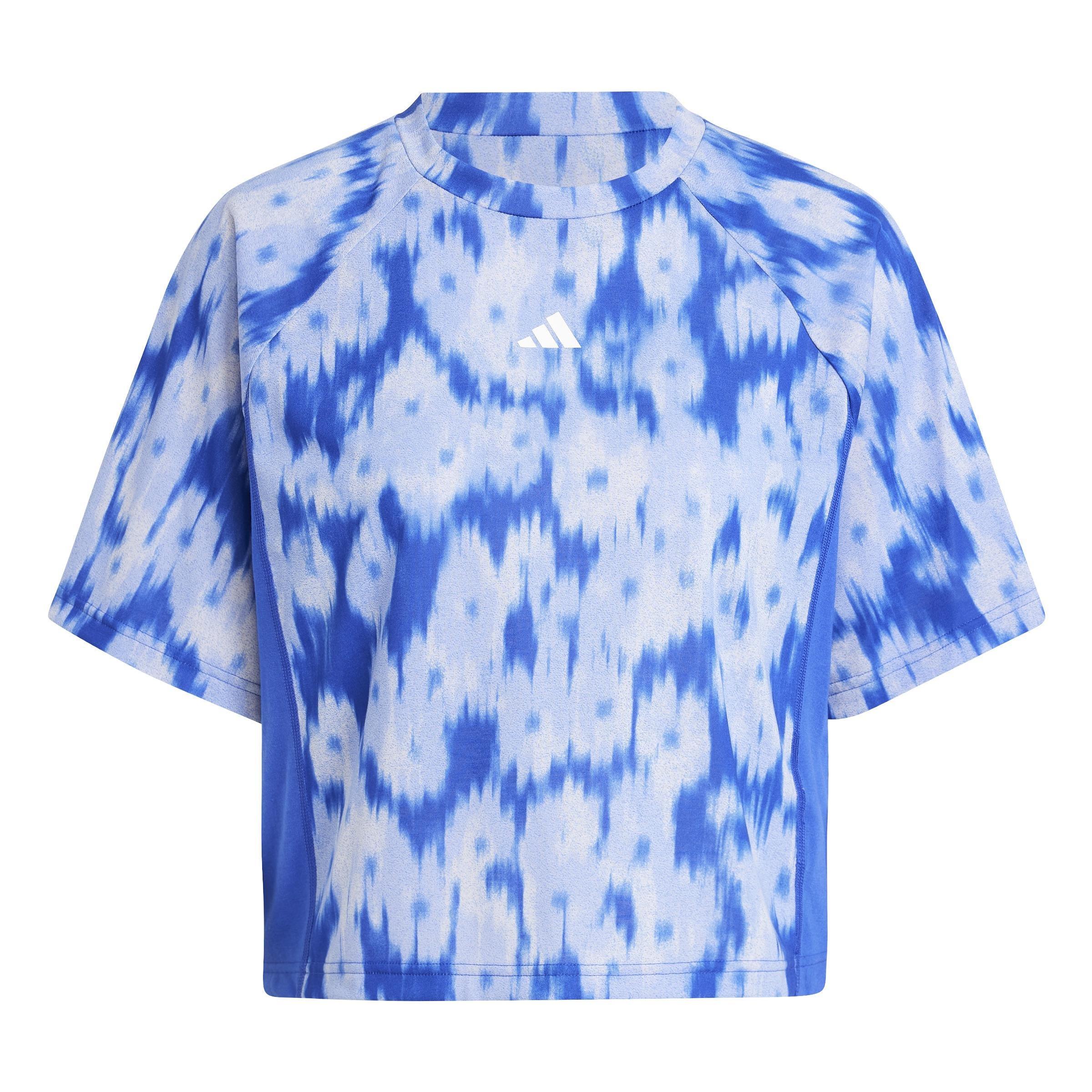Train Essentials Allover Print Flower Tie-Dye T-Shirt, Blue, A901_ONE, large image number 0