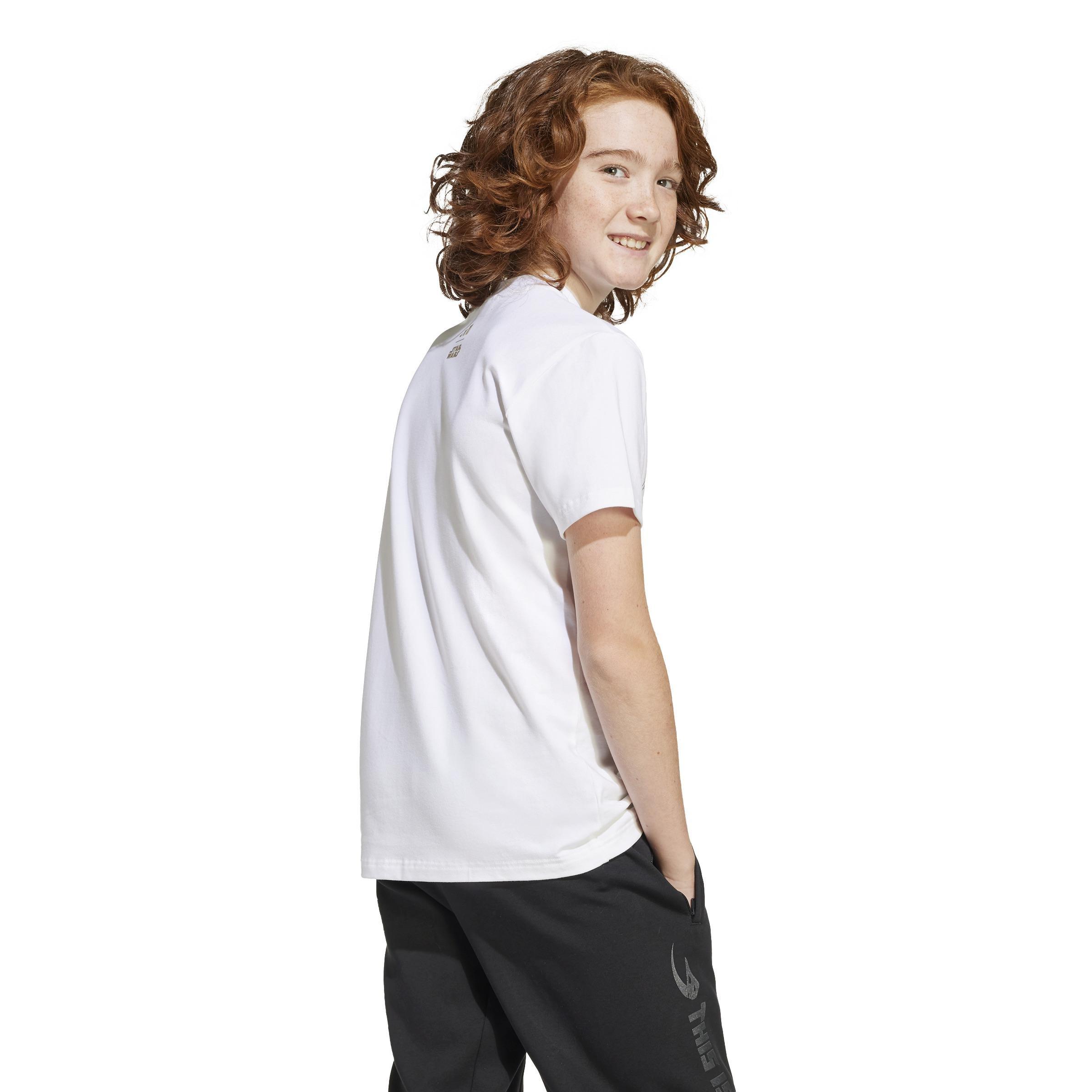 Kids Unisex adidas x Star Wars The Mandalorian Graphic T-Shirt, White, A901_ONE, large image number 3