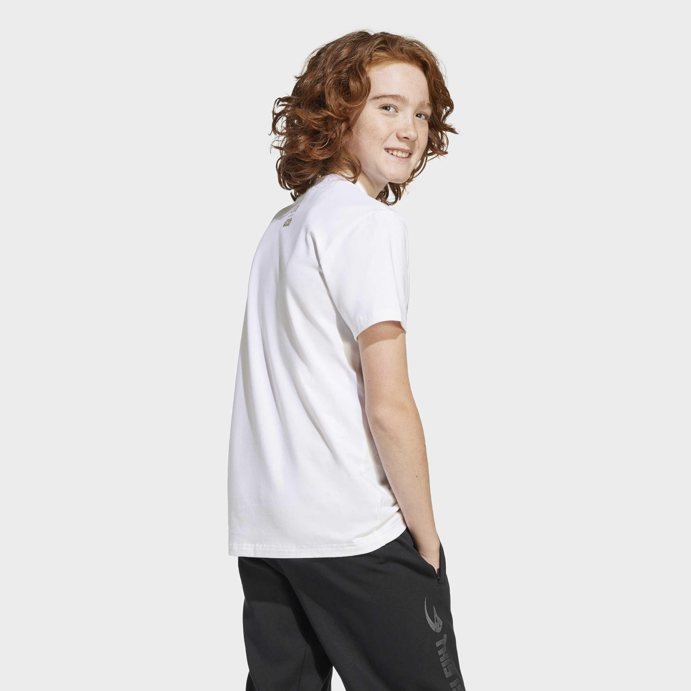 Kids Unisex adidas x Star Wars The Mandalorian Graphic T-Shirt, White, A901_ONE, large image number 5