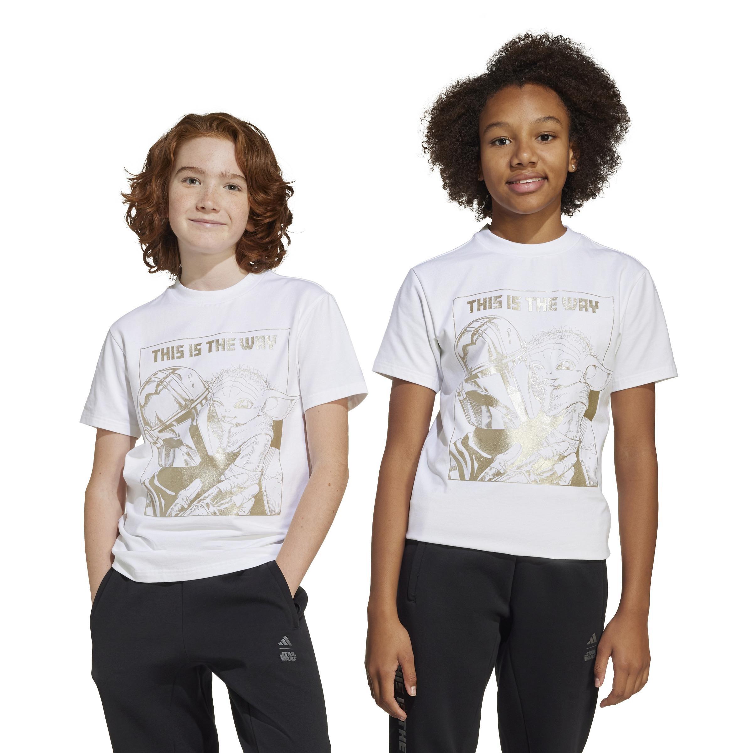 Kids Unisex adidas x Star Wars The Mandalorian Graphic T-Shirt, White, A901_ONE, large image number 14