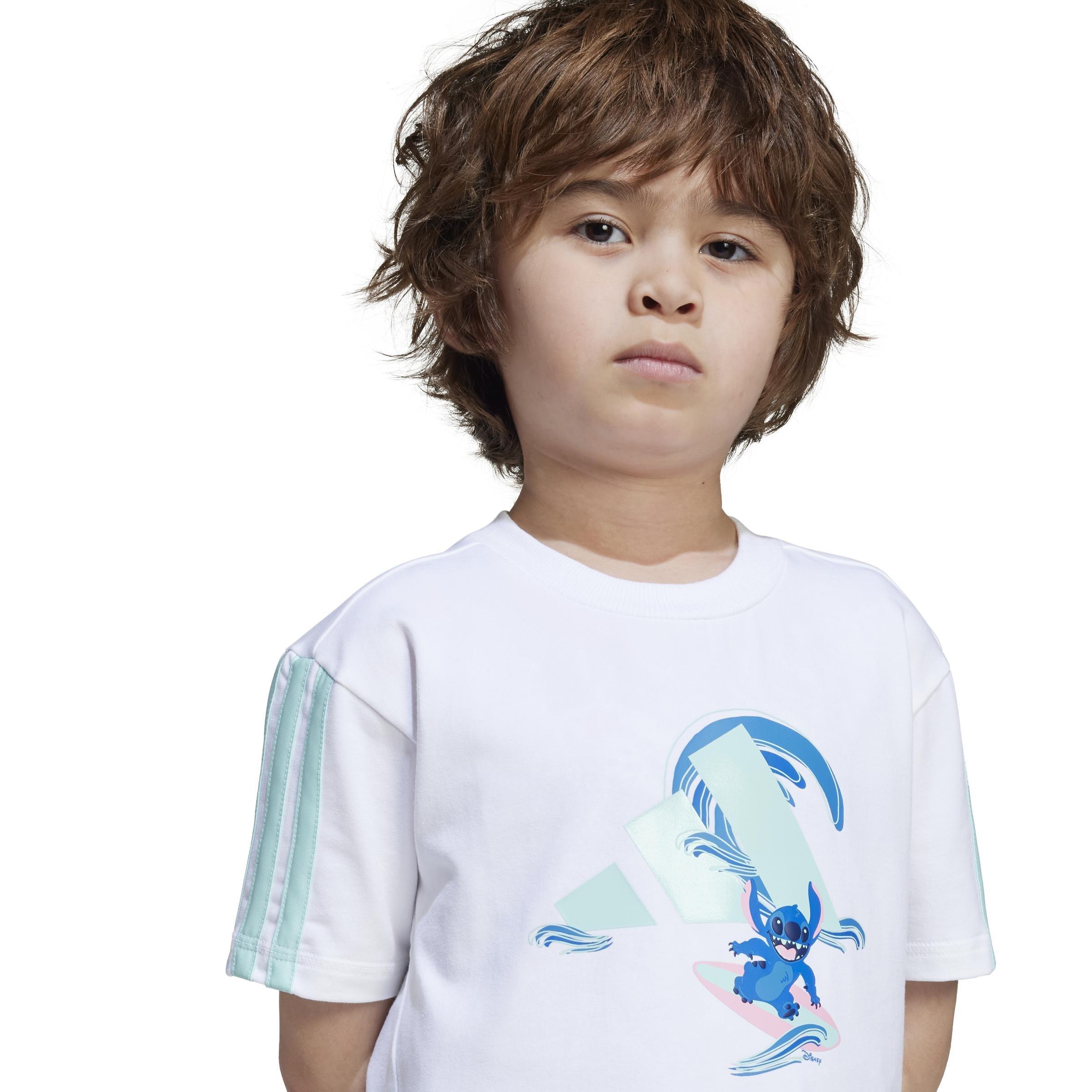 Kids Unisex Adidas X Disney Lilo & Stitch T-Shirt Set, White, A901_ONE, large image number 6