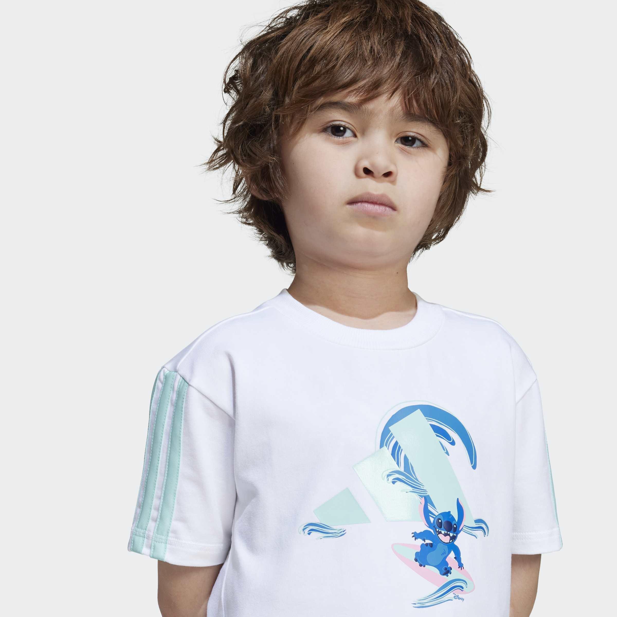 Kids Unisex Adidas X Disney Lilo & Stitch T-Shirt Set, White, A901_ONE, large image number 8