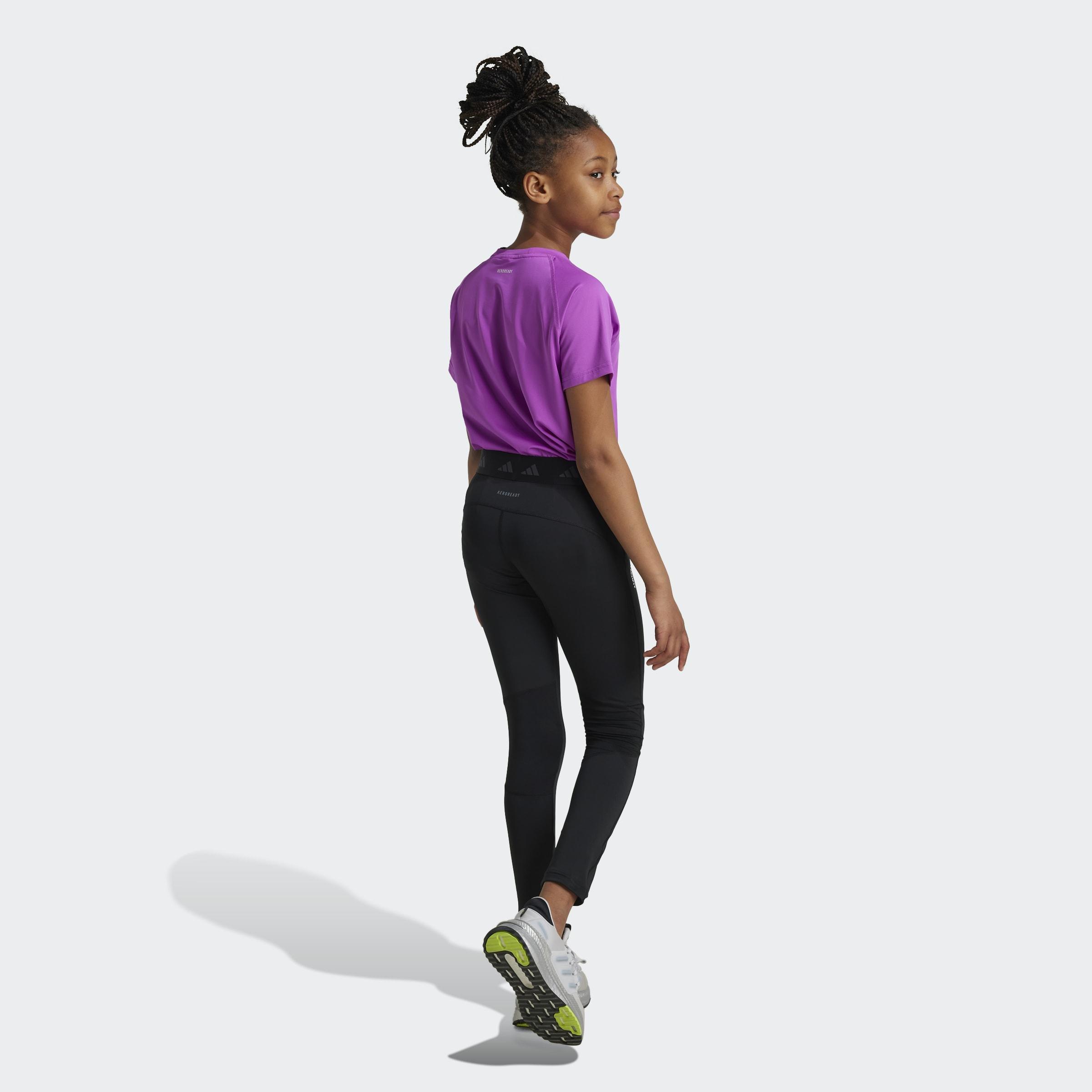 Kids Unisex Techfit Tights, Black, A901_ONE, large image number 2