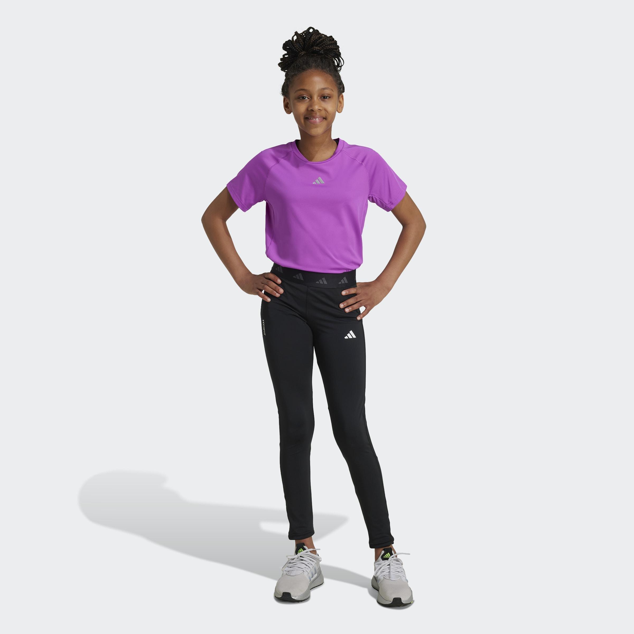 Kids Unisex Techfit Tights, Black, A901_ONE, large image number 5