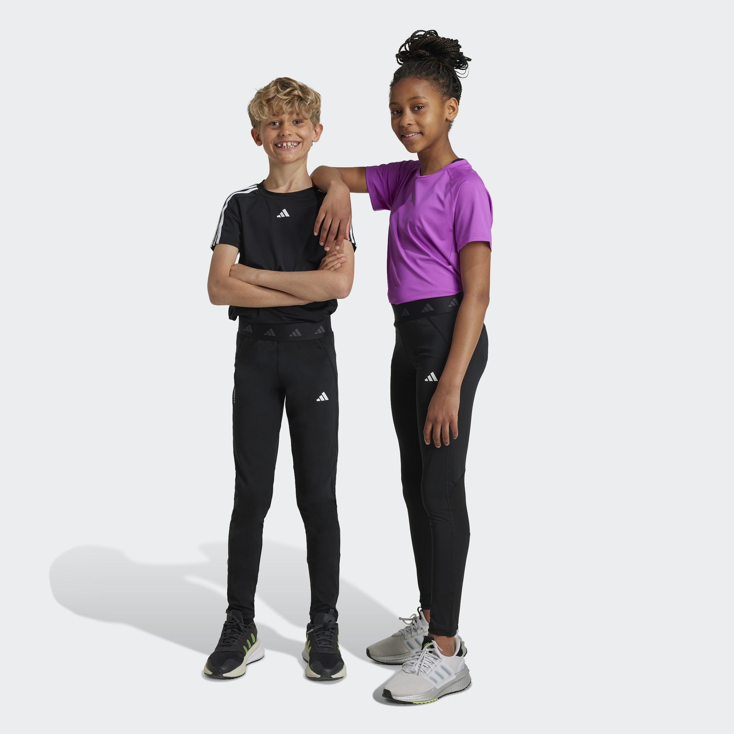 Kids Unisex Techfit Tights, Black, A901_ONE, large image number 6