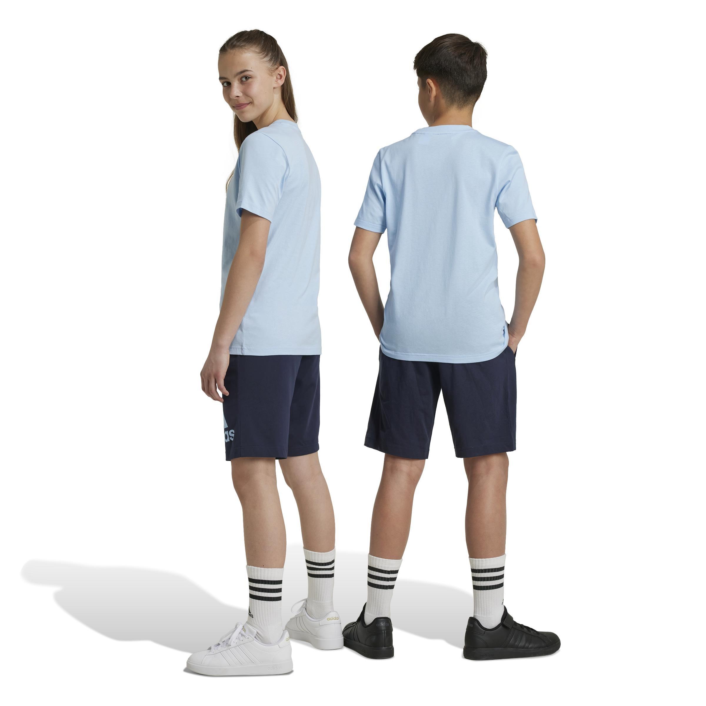 Unisex Kids Essentials Big Logo Cotton Shorts, Blue, A901_ONE, medium