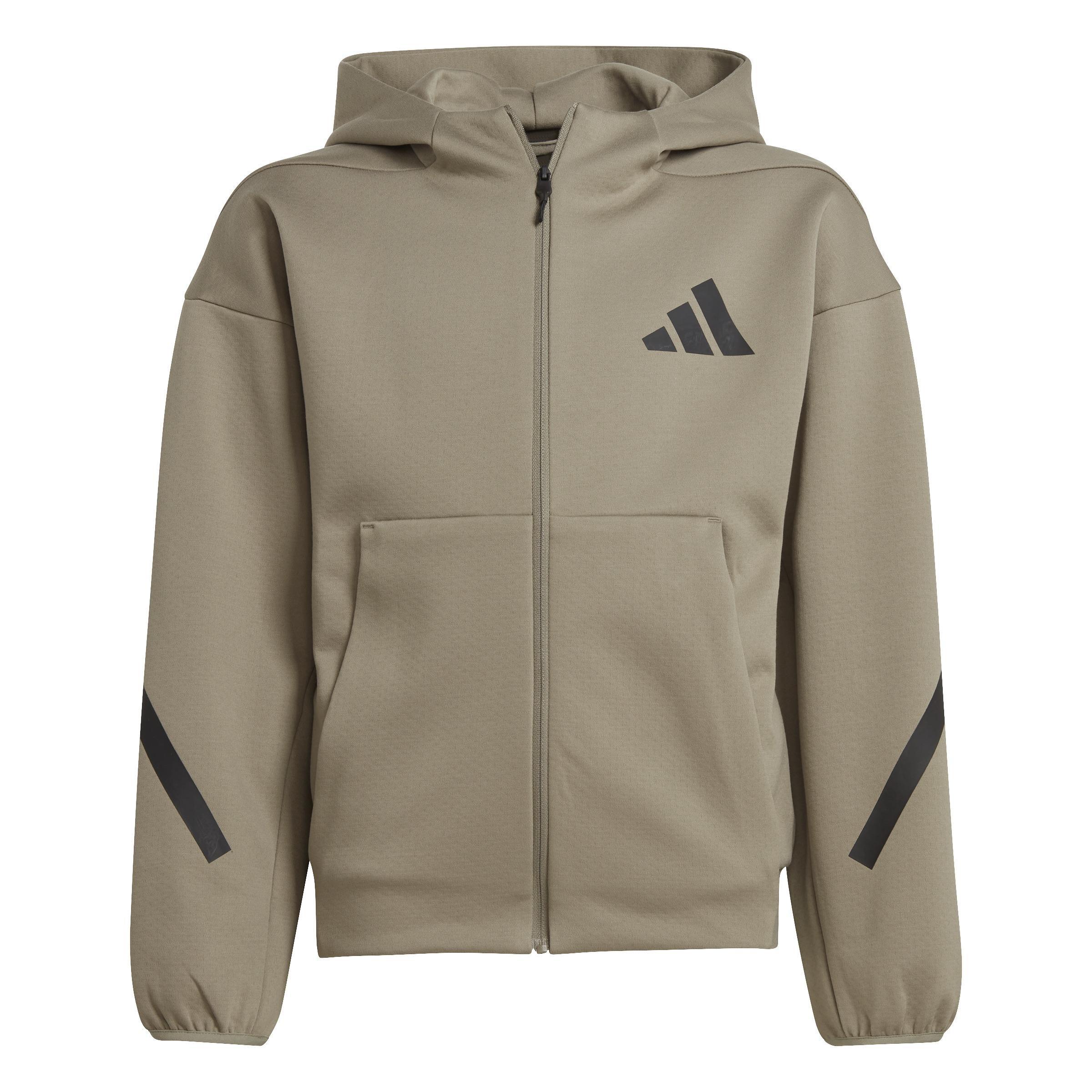 Unisex Kids adidas Z.N.E. Full-Zip Hooded Track Jacket, Brown, A901_ONE, large image number 0