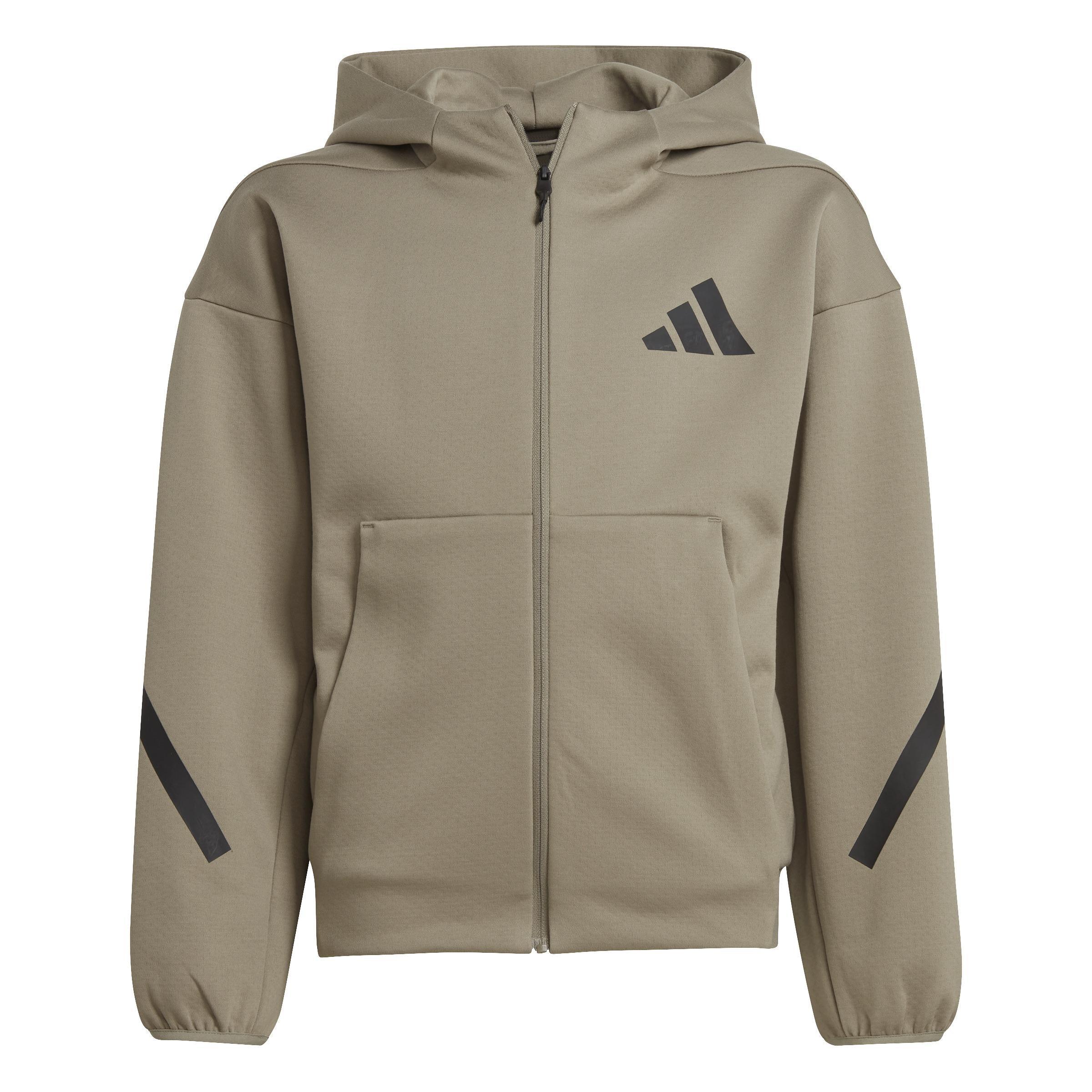 Unisex Kids adidas Z.N.E. Full-Zip Hooded Track Jacket, Brown, A901_ONE, large image number 1