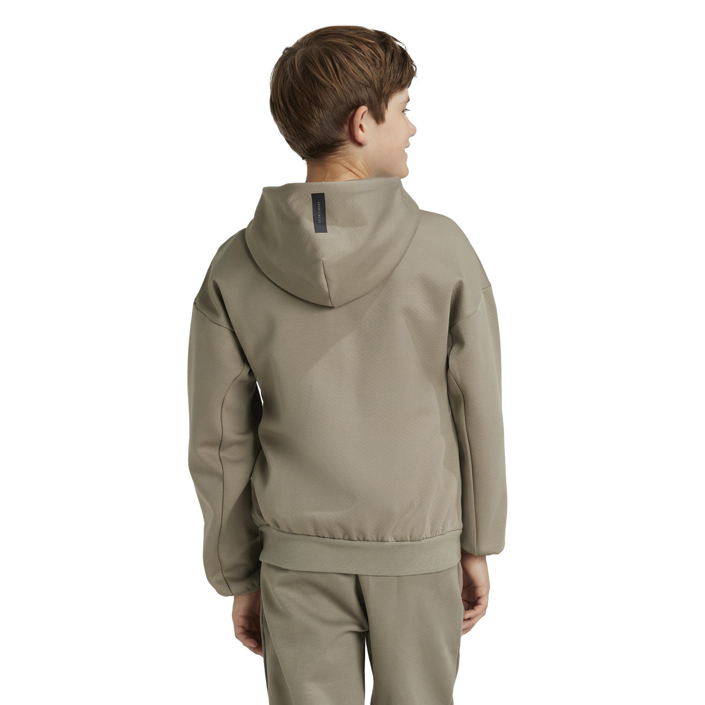 Unisex Kids adidas Z.N.E. Full-Zip Hooded Track Jacket, Brown, A901_ONE, large image number 3