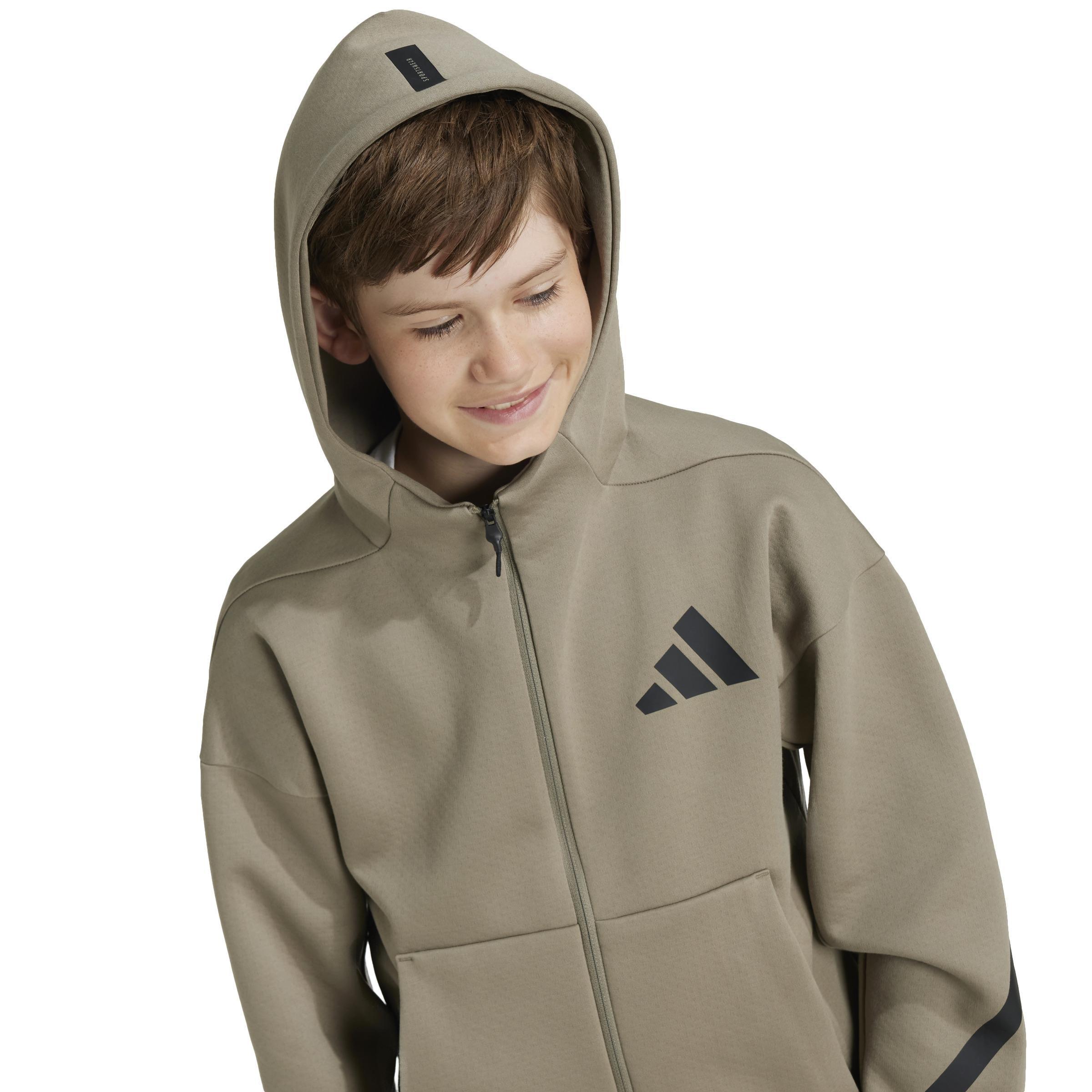 Unisex Kids adidas Z.N.E. Full-Zip Hooded Track Jacket, Brown, A901_ONE, large image number 4