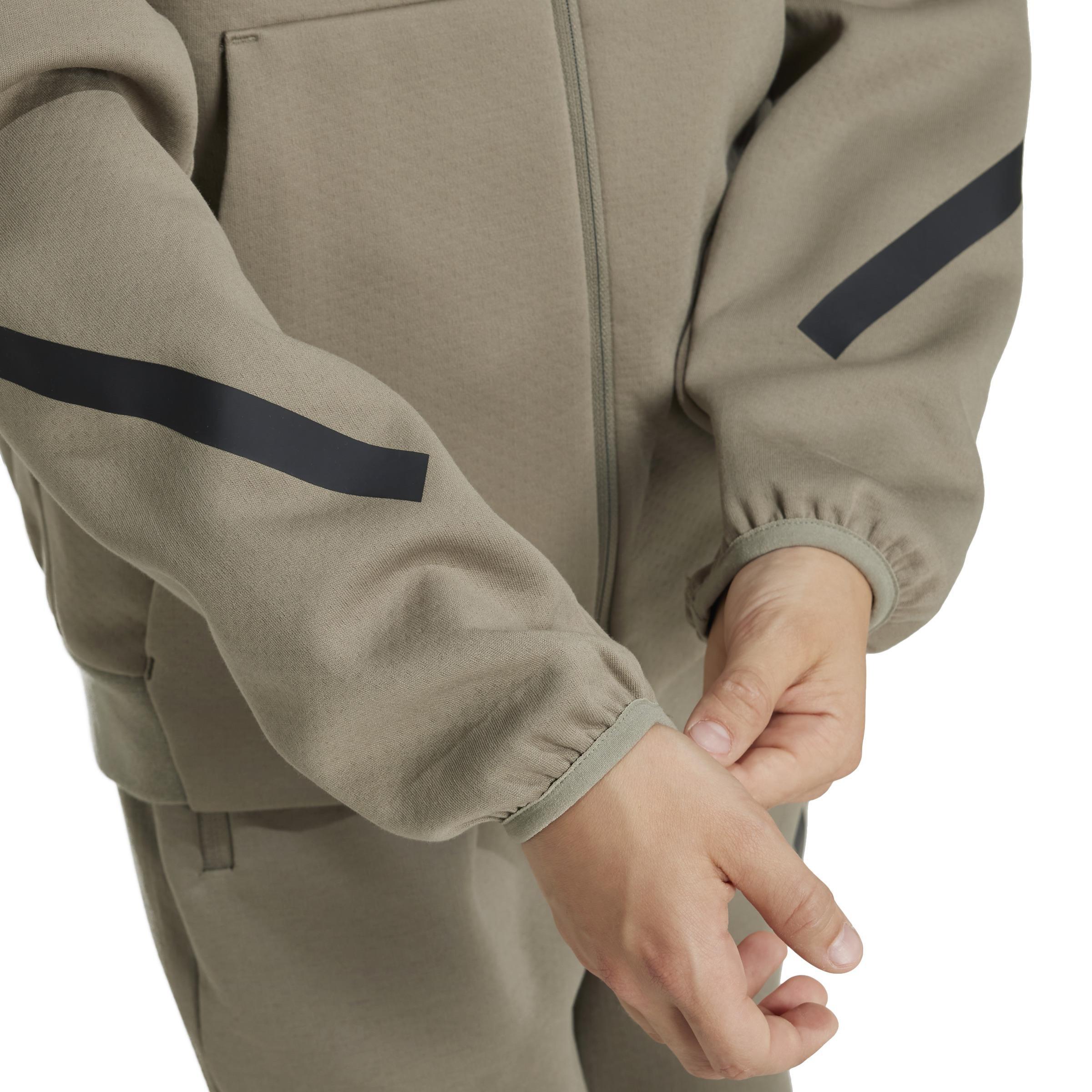 Unisex Kids adidas Z.N.E. Full-Zip Hooded Track Jacket, Brown, A901_ONE, large image number 5