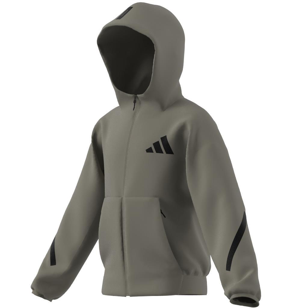 Unisex Kids adidas Z.N.E. Full-Zip Hooded Track Jacket, Brown, A901_ONE, large image number 8