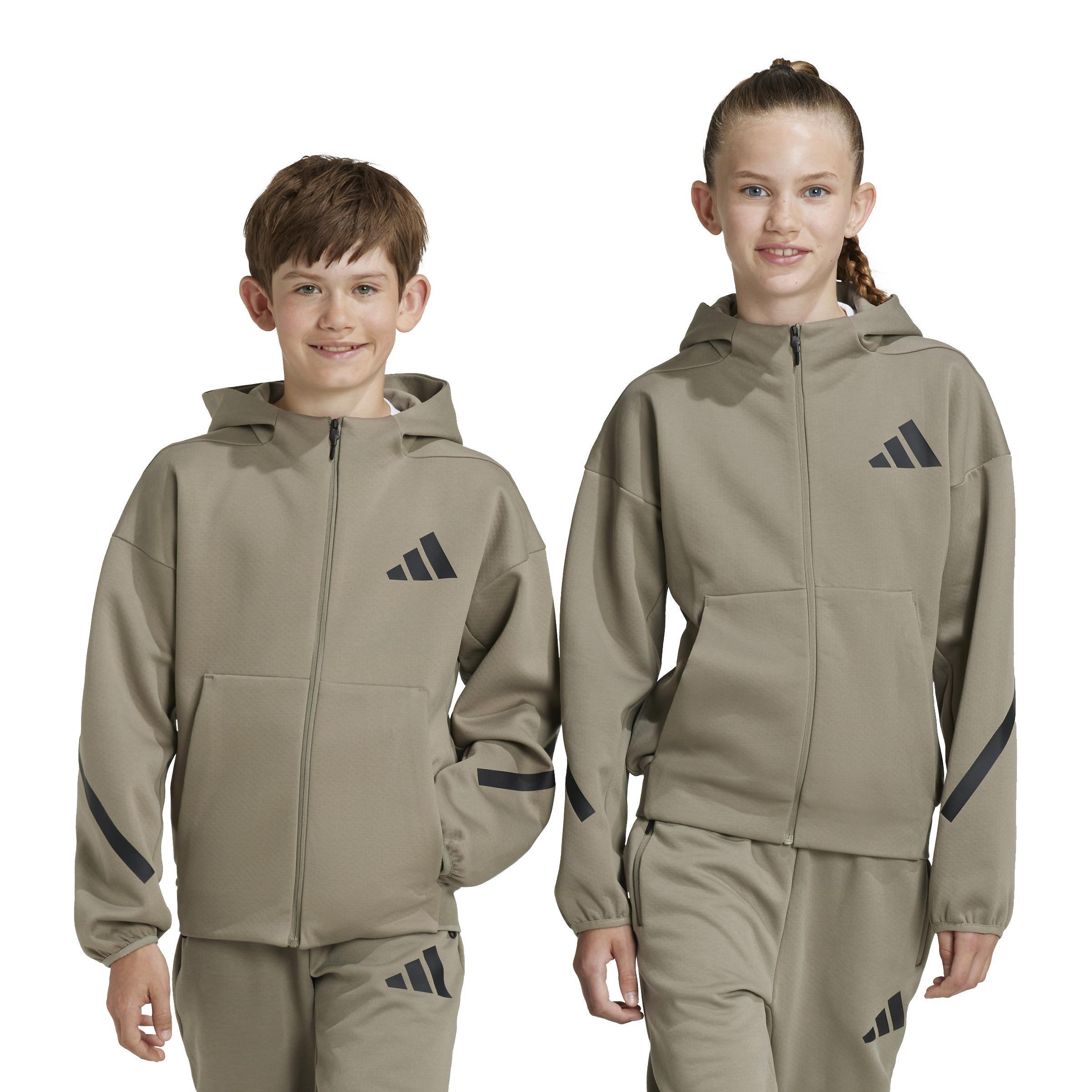 Unisex Kids adidas Z.N.E. Full-Zip Hooded Track Jacket, Brown, A901_ONE, large image number 13