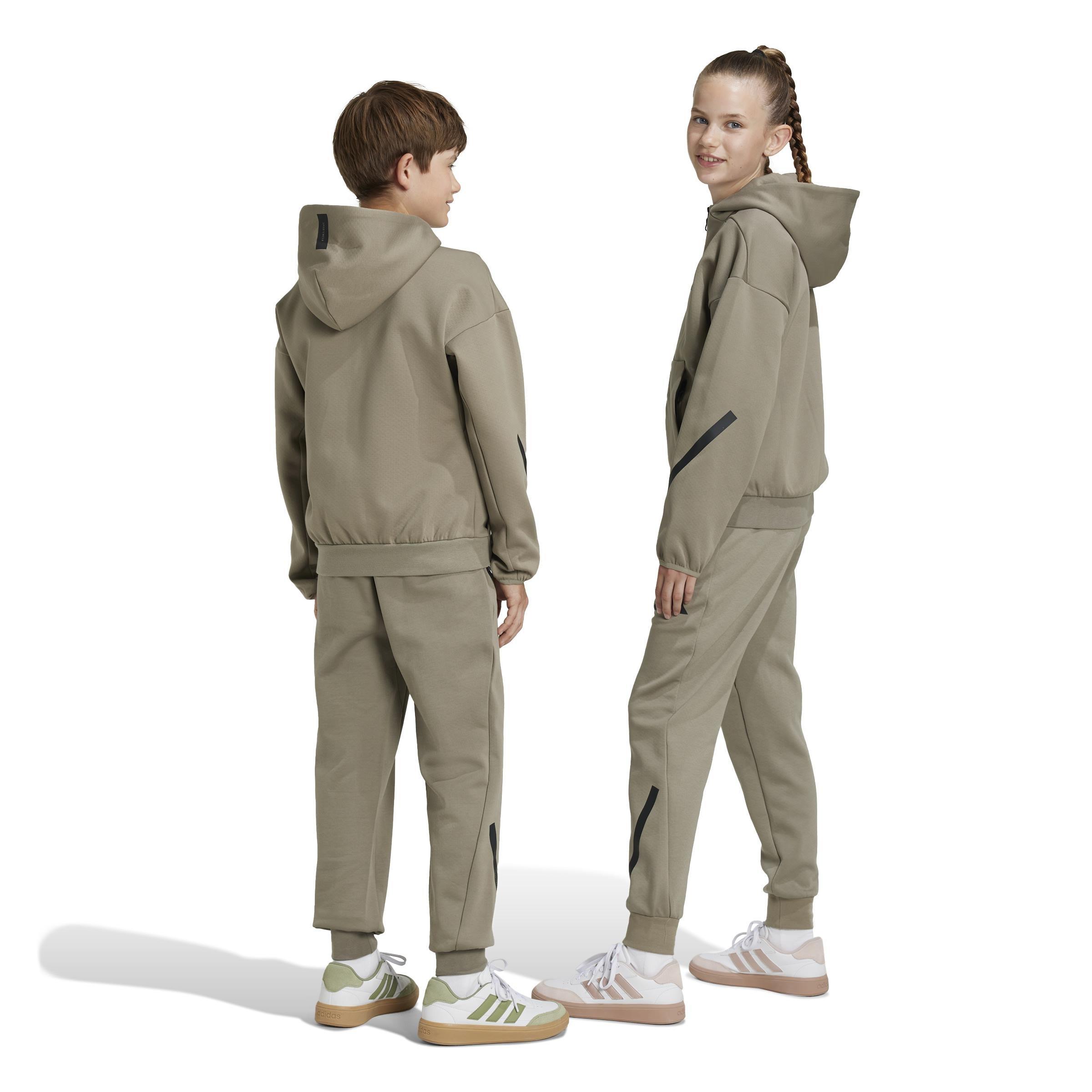Unisex Kids adidas Z.N.E. Tapered-Leg Tracksuit Bottoms, Grey, A901_ONE, large image number 1