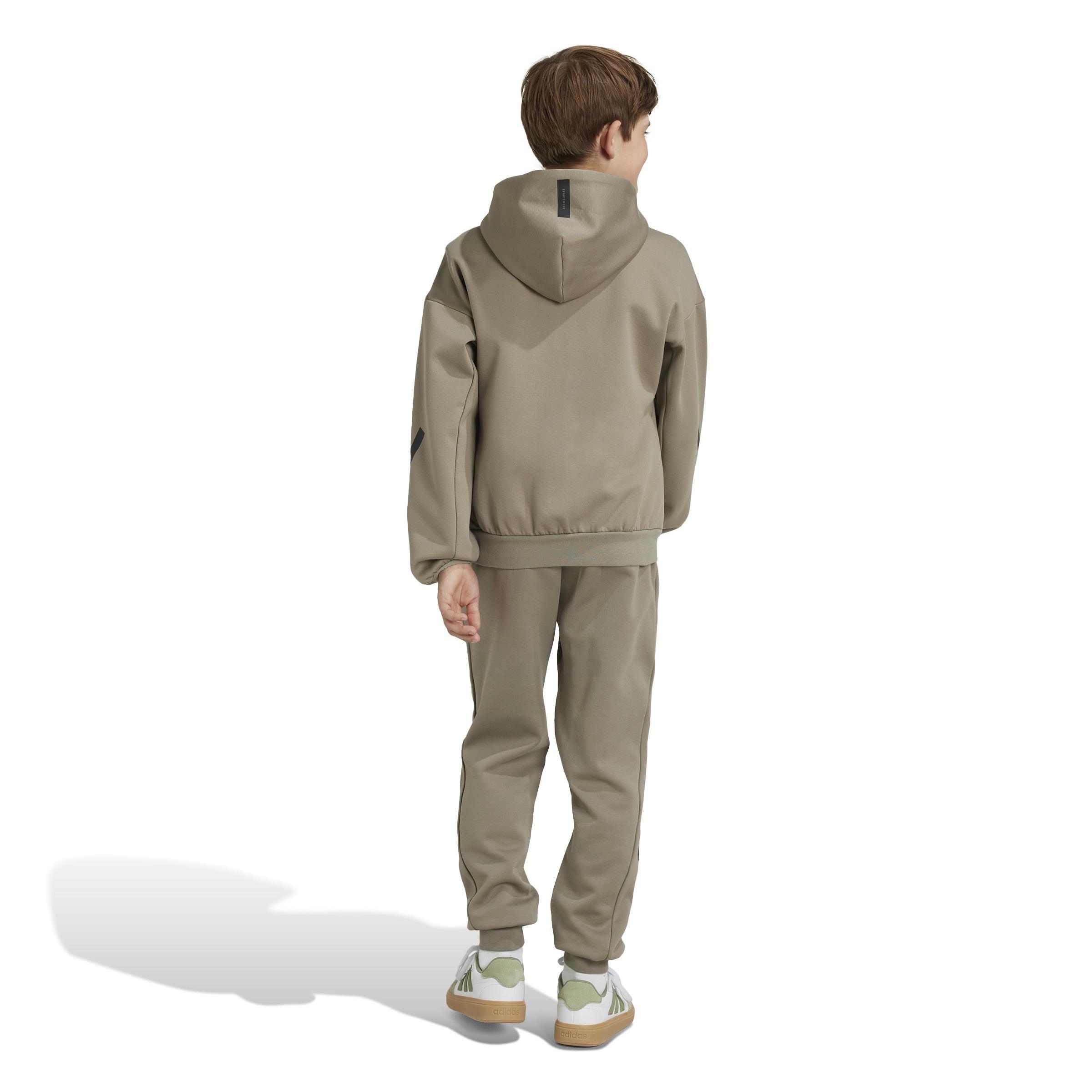 Unisex Kids adidas Z.N.E. Tapered-Leg Tracksuit Bottoms, Grey, , large image number 2