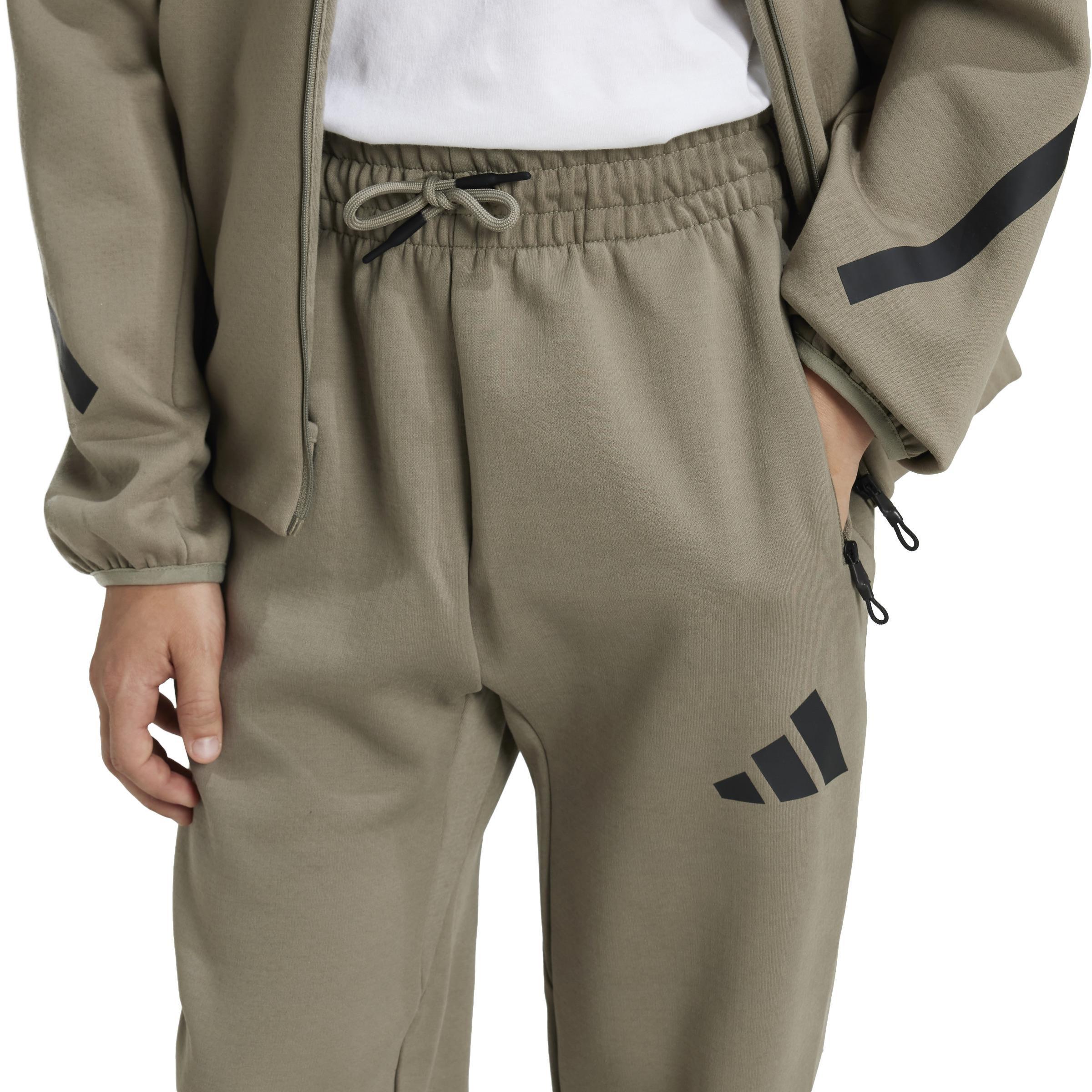Unisex Kids adidas Z.N.E. Tapered-Leg Tracksuit Bottoms, Grey, A901_ONE, large image number 4