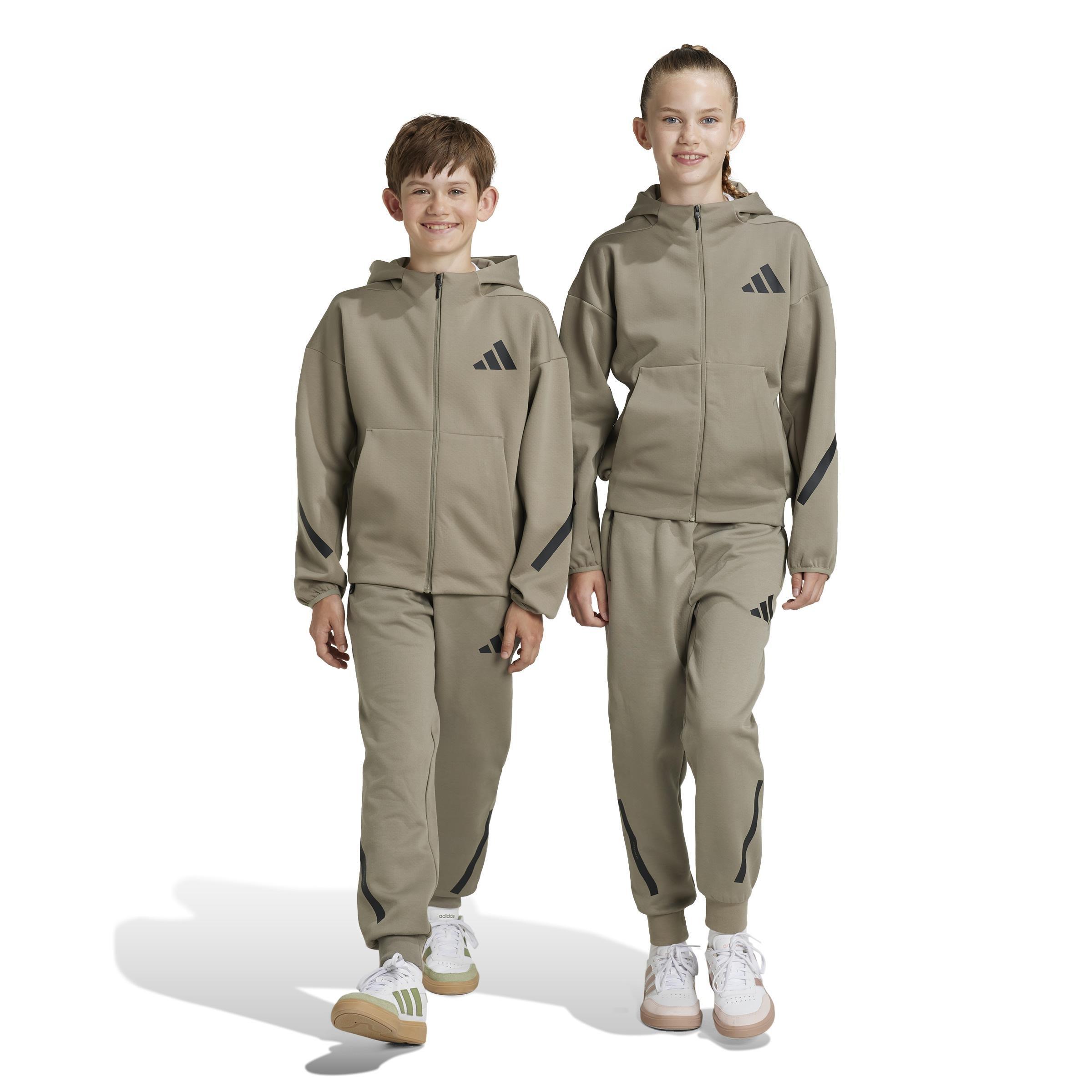 Unisex Kids adidas Z.N.E. Tapered-Leg Tracksuit Bottoms, Grey, A901_ONE, large image number 8