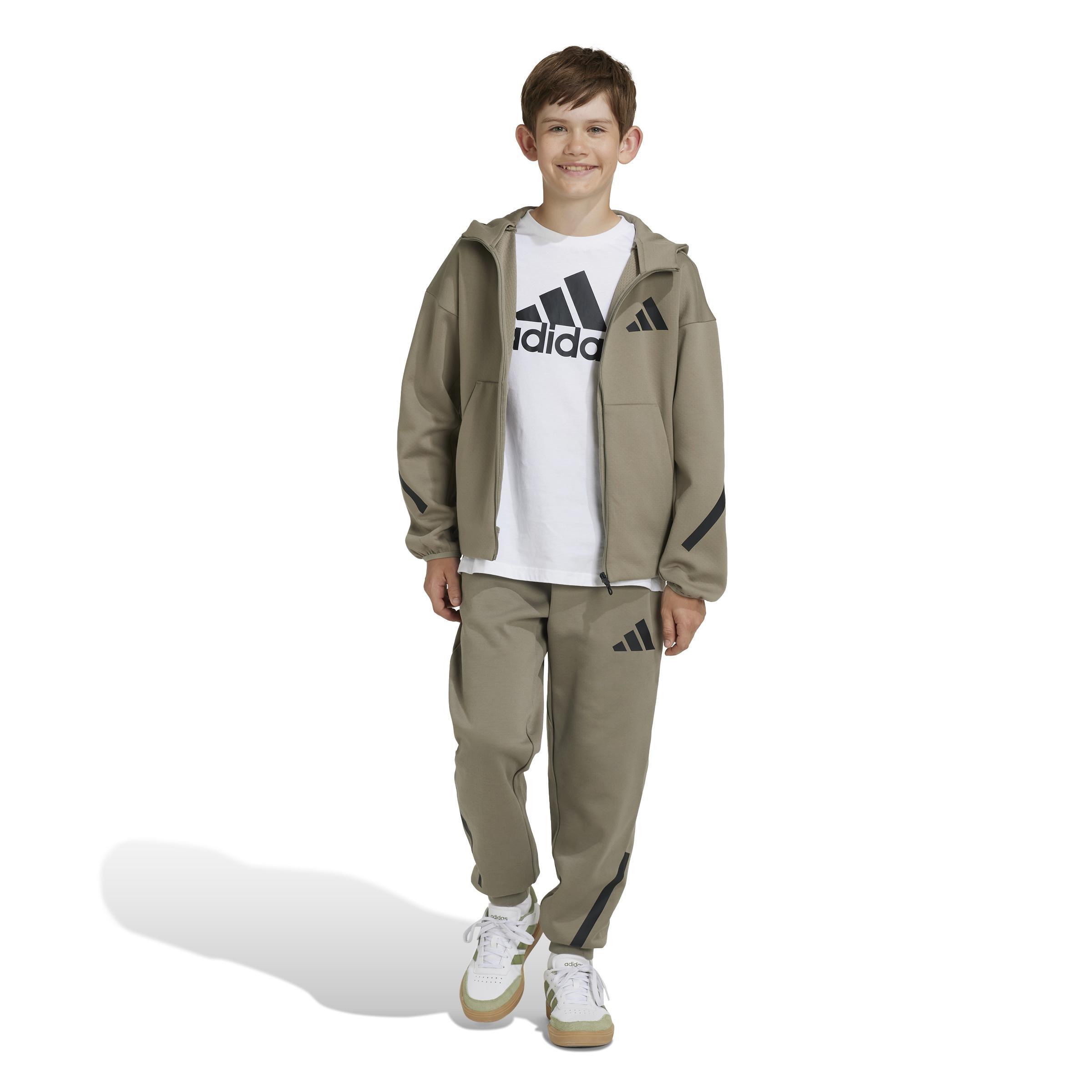 Unisex Kids adidas Z.N.E. Tapered-Leg Tracksuit Bottoms, Grey, A901_ONE, large image number 10