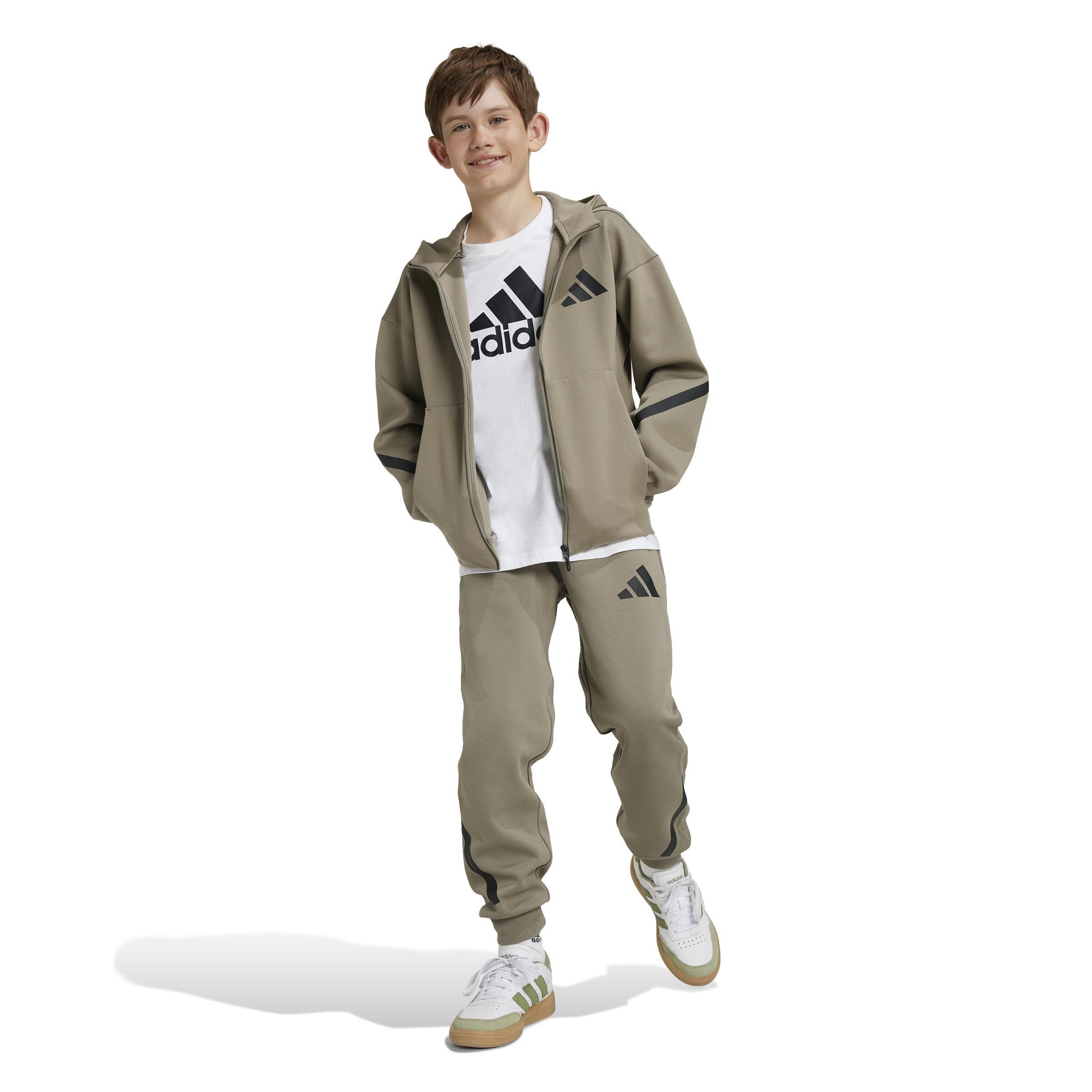 Unisex Kids adidas Z.N.E. Tapered-Leg Tracksuit Bottoms, Grey, A901_ONE, large image number 11