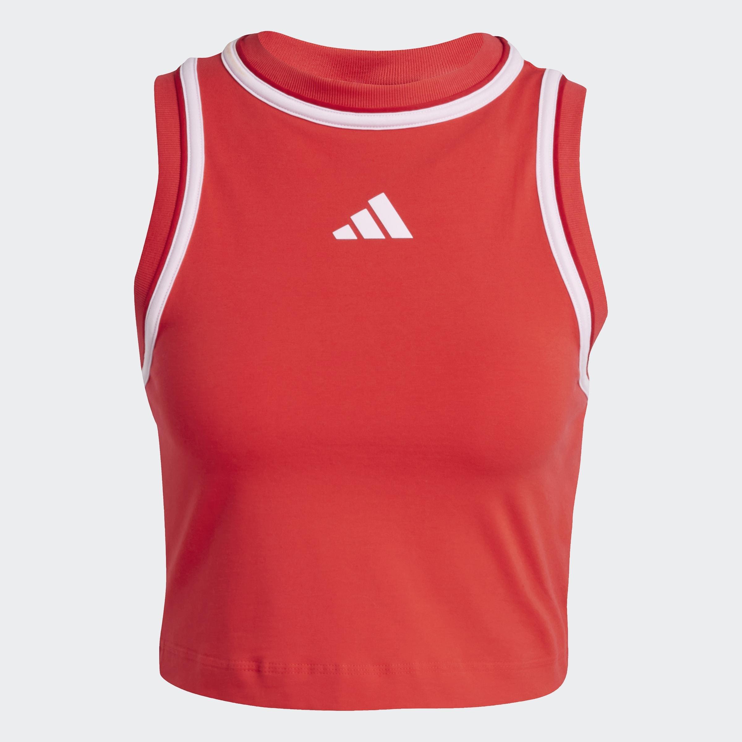 Essentials Color-Pop Cotton Crop Tank Top, Red