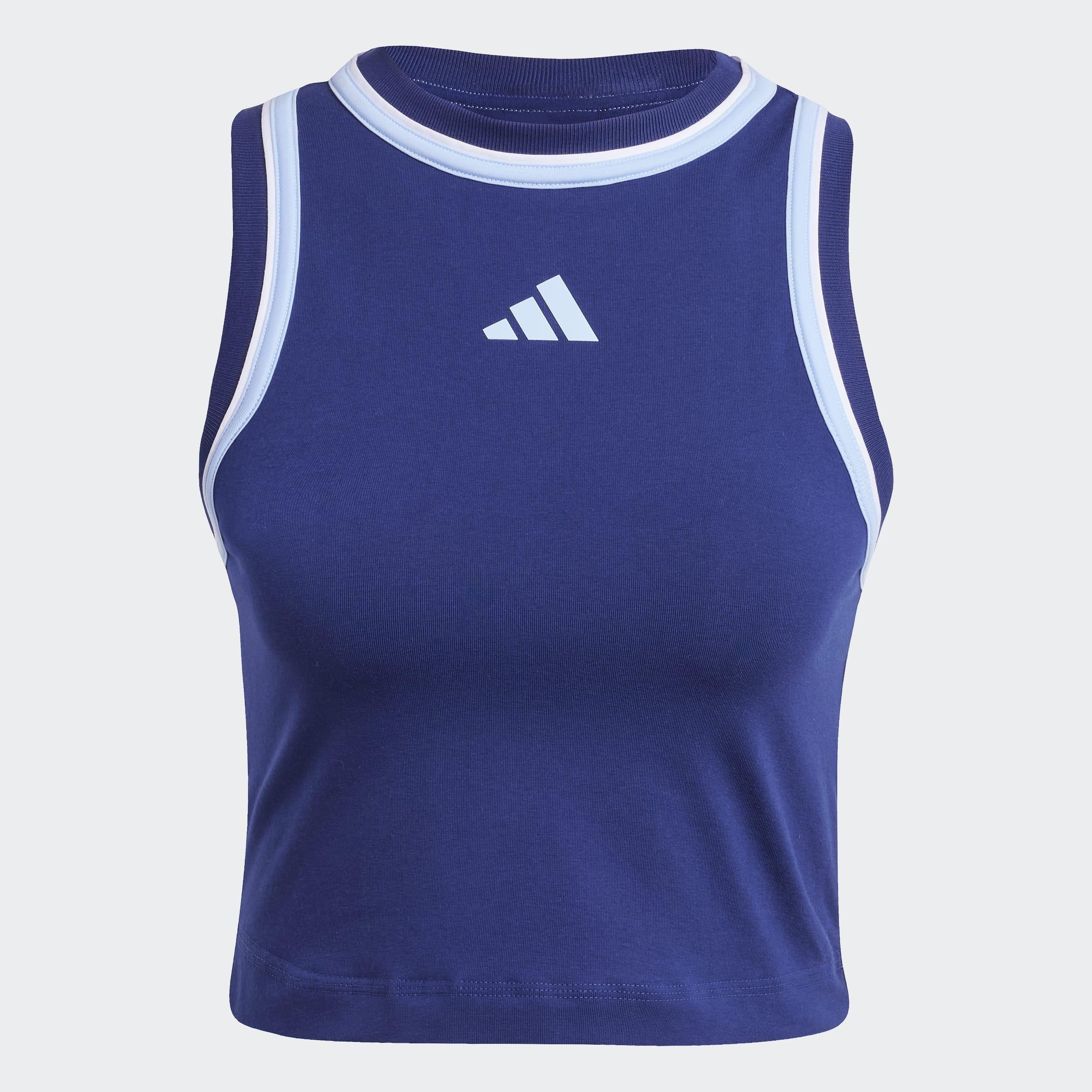 Essentials Color-Pop Cotton Crop Tank Top, Blue, A901_ONE, large image number 0