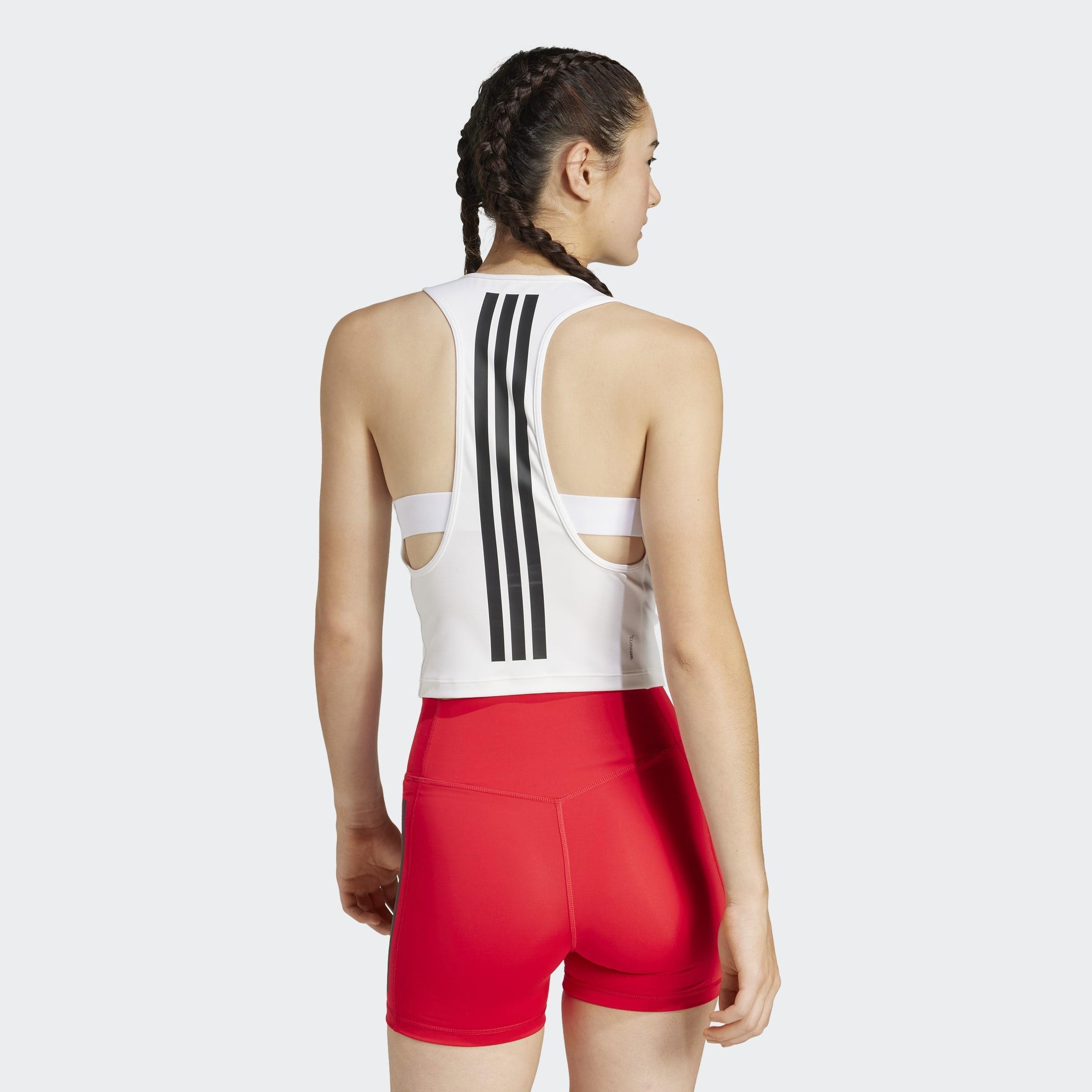 Power 3-Stripes Racerback Bra Tank Top, White, A901_ONE, large image number 3