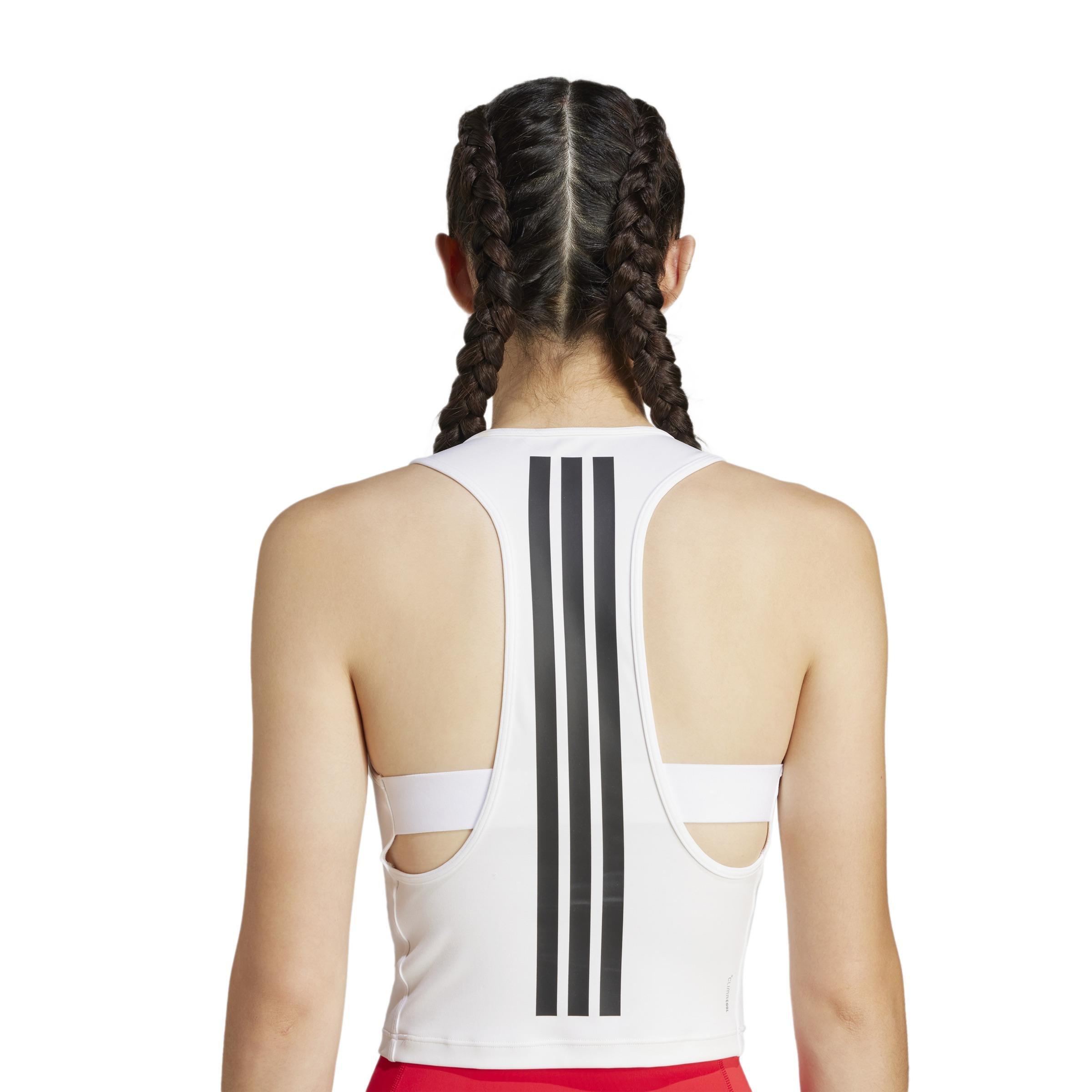 Power 3-Stripes Racerback Bra Tank Top, White, A901_ONE, large image number 5