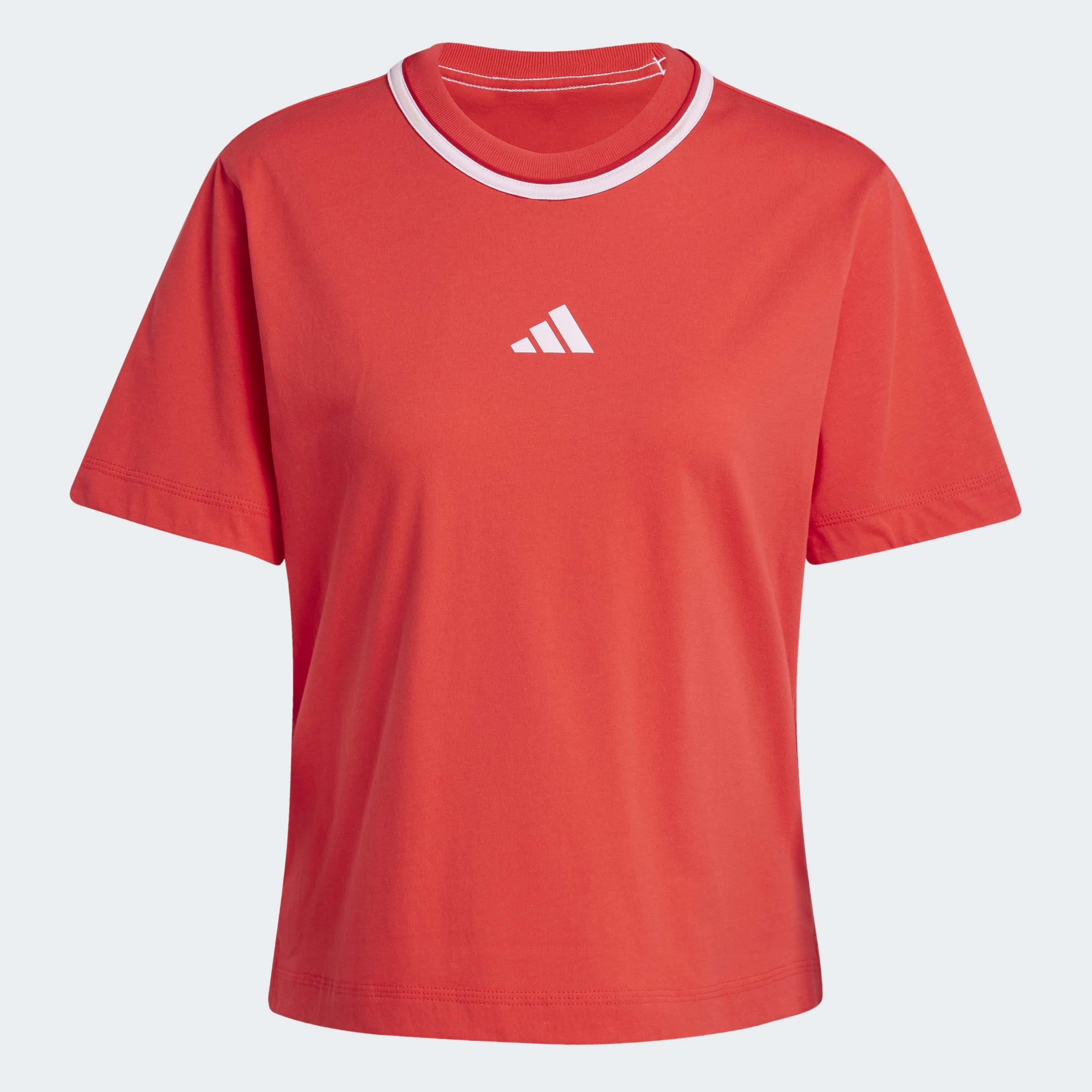 Essentials Color Pop Cotton T-Shirt, Red