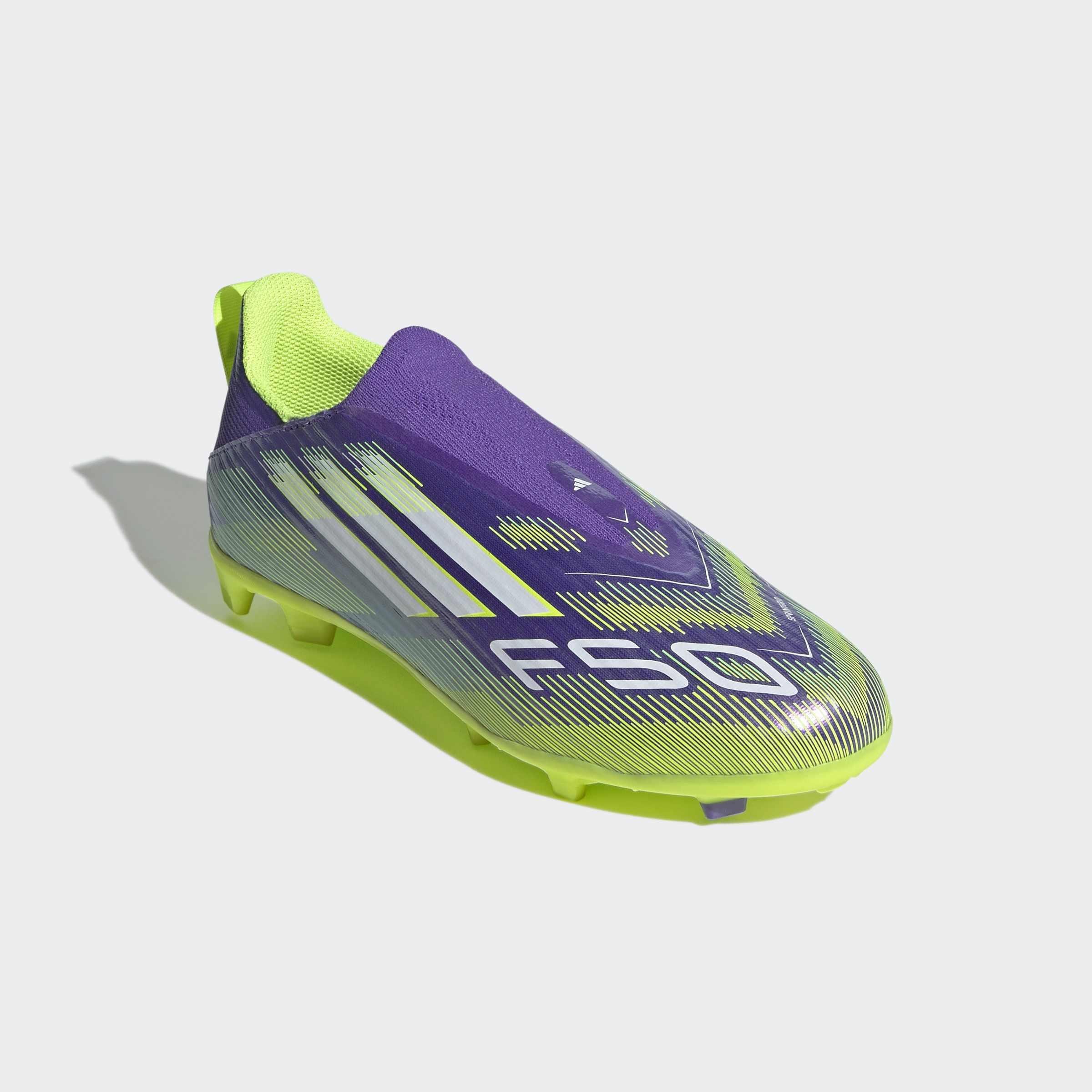 Kids Unisex F50 League Laceless Firm/Multi-Ground Boots, Purple, A901_ONE, large image number 3