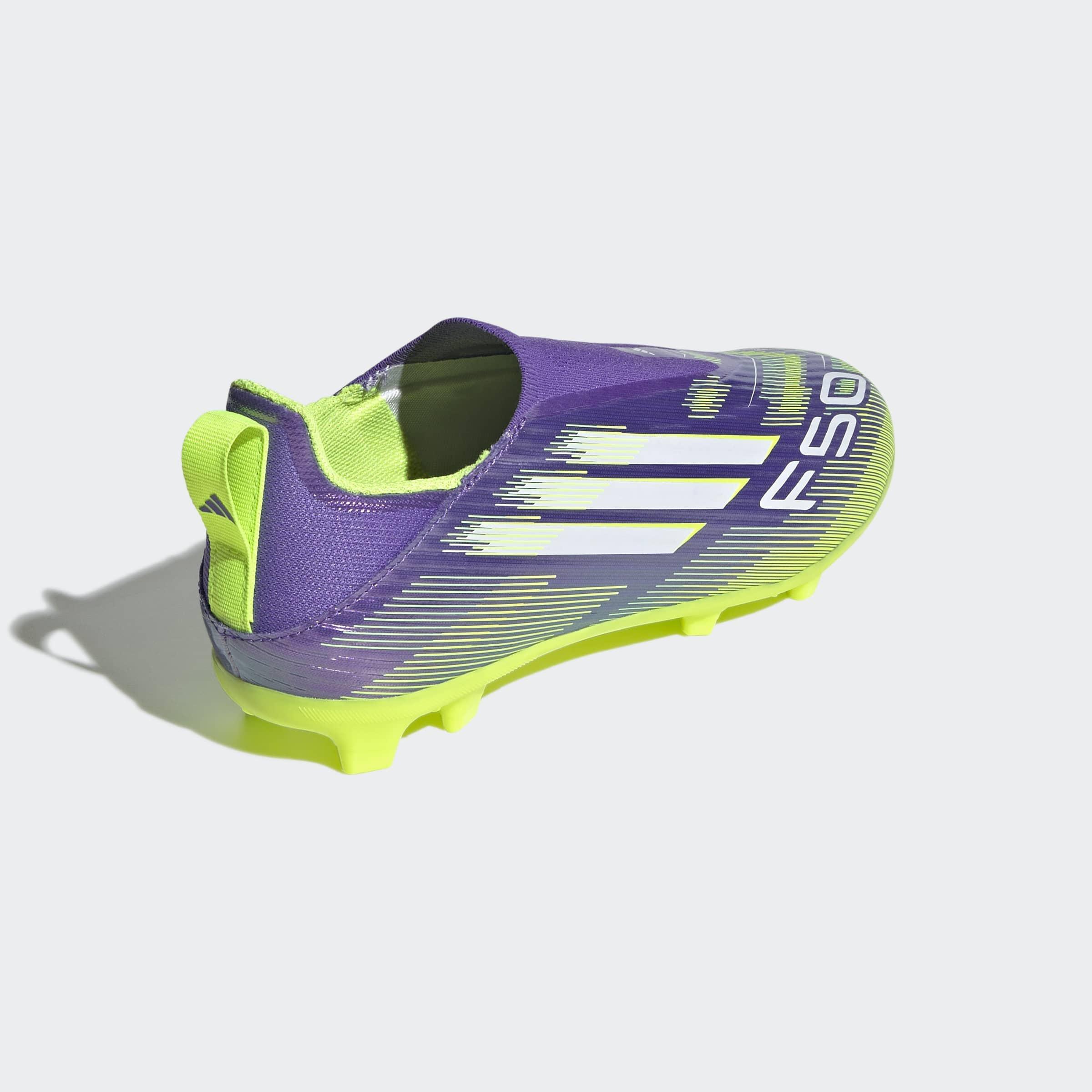 Kids Unisex F50 League Laceless Firm/Multi-Ground Boots, Purple, A901_ONE, large image number 4