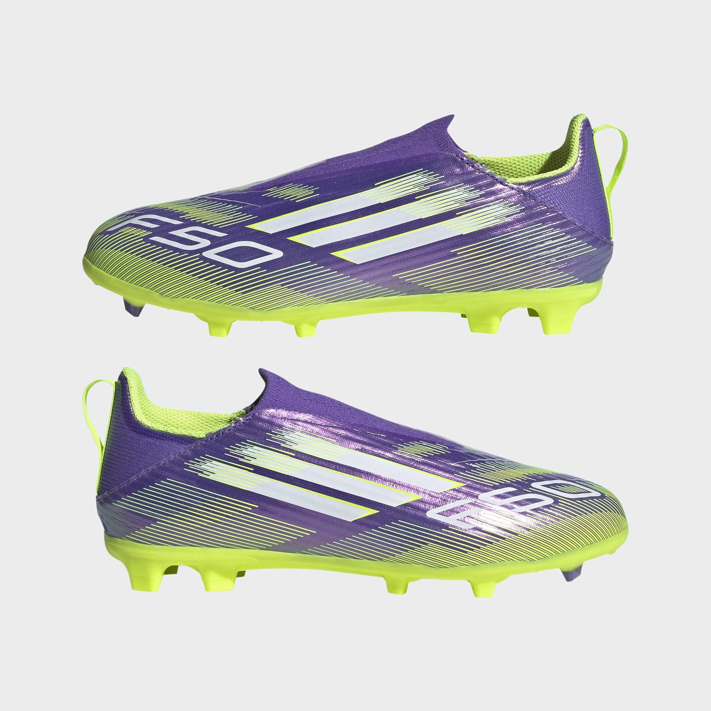 Kids Unisex F50 League Laceless Firm/Multi-Ground Boots, Purple, A901_ONE, large image number 8