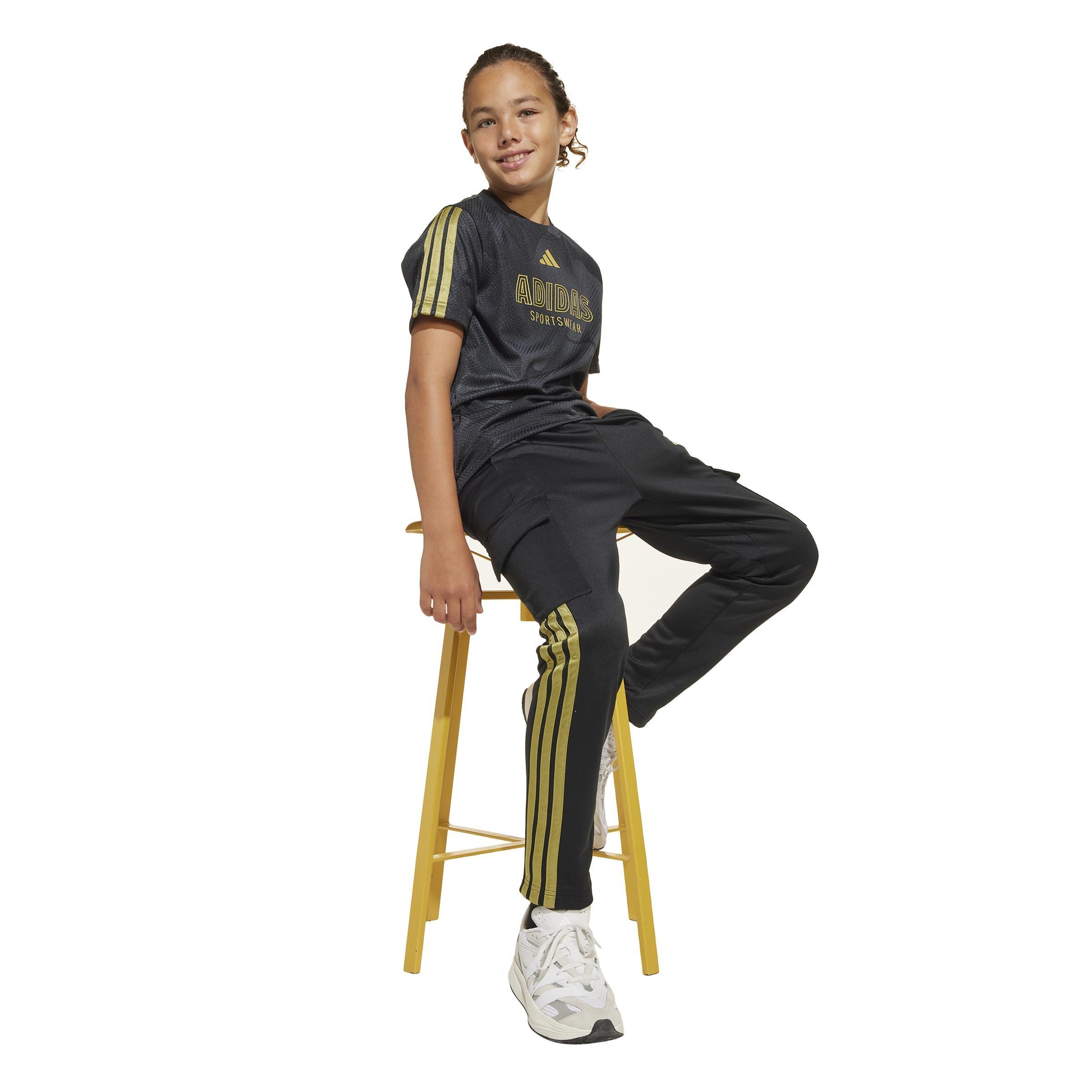 Kids Unisex House of Tiro Colors of Football Cargo Joggers, Black, A901_ONE, large image number 12
