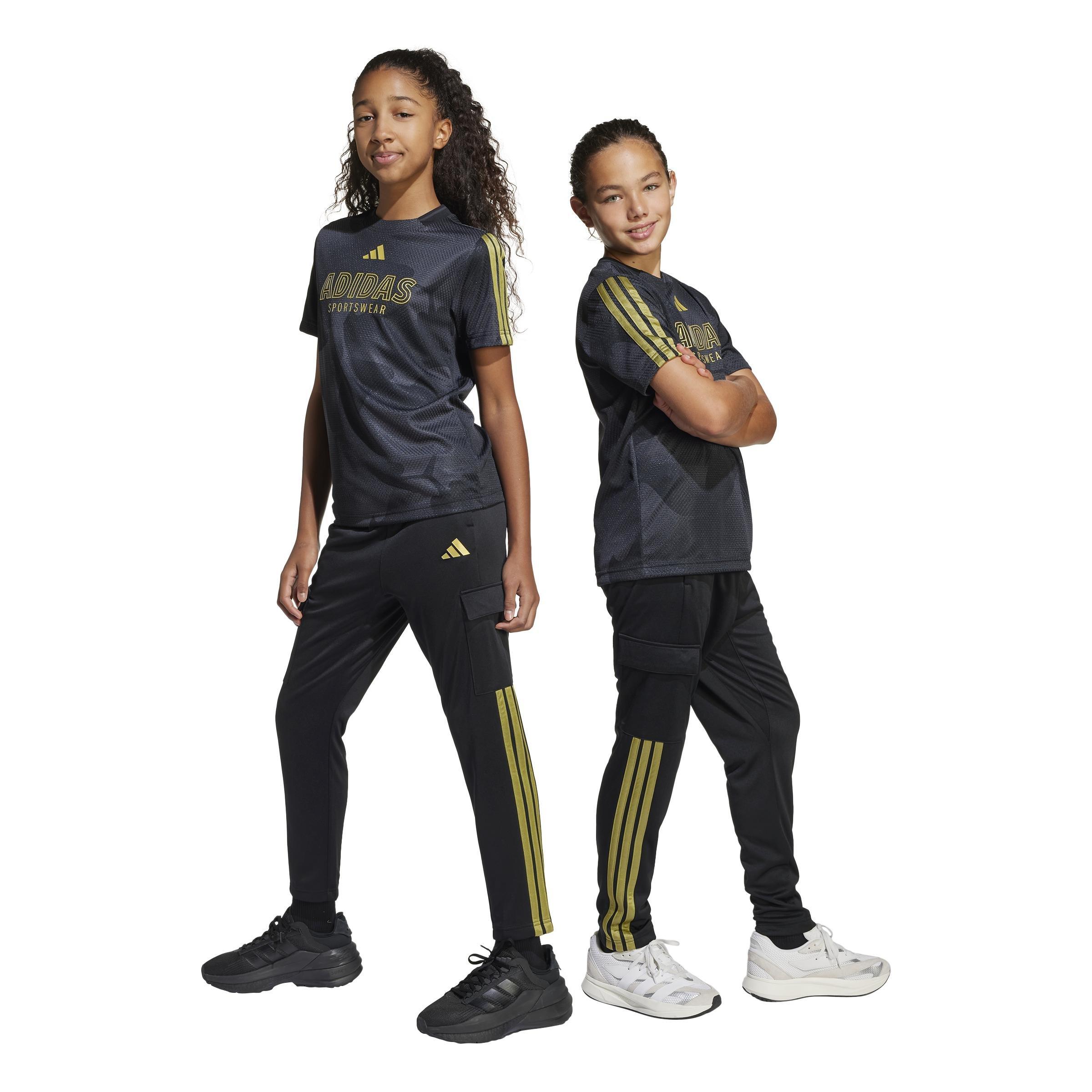 Kids Unisex House of Tiro Colors of Football Cargo Joggers, Black, A901_ONE, large image number 13