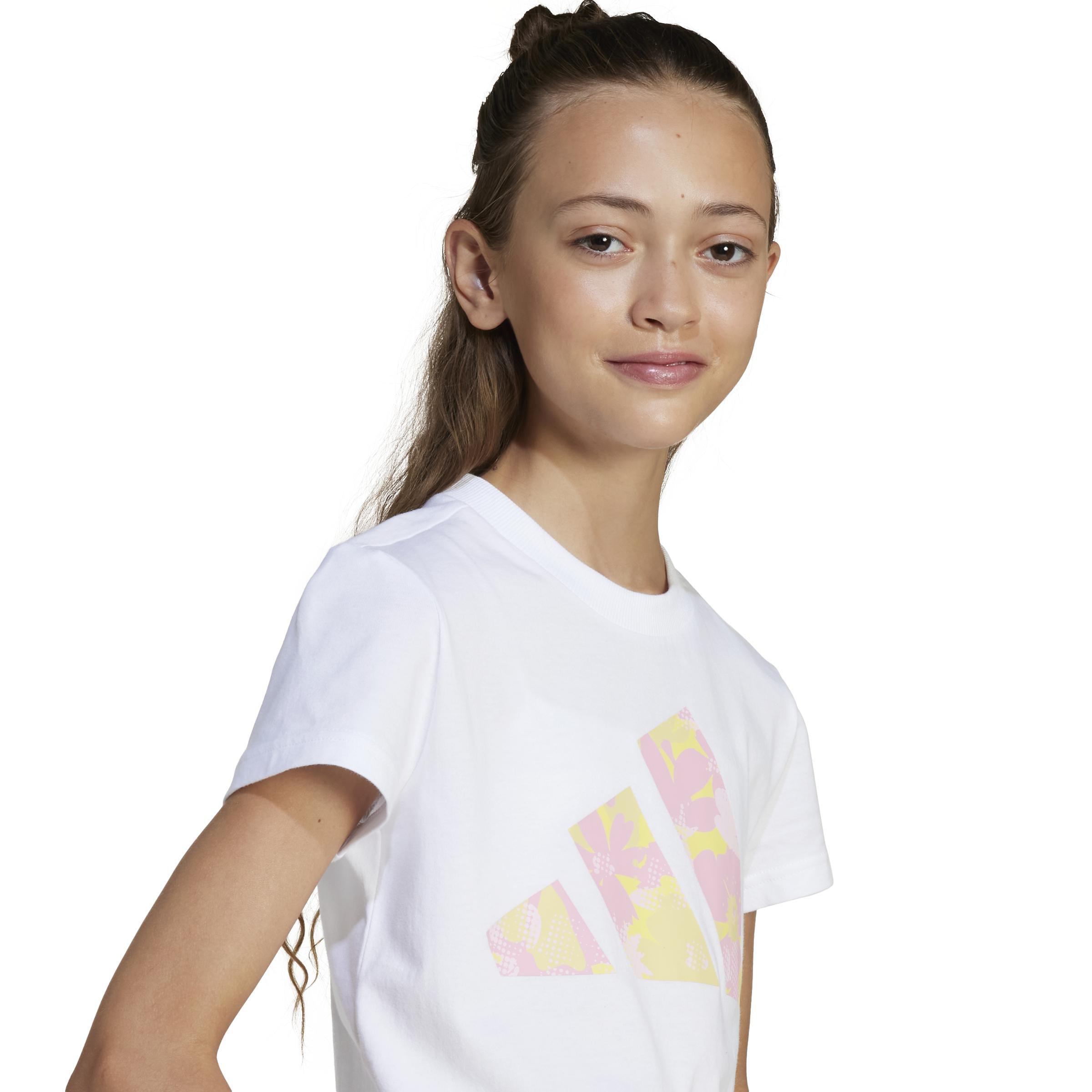 Kids Seasonal Essentials Flower T-Shirt, White, A901_ONE, large image number 4