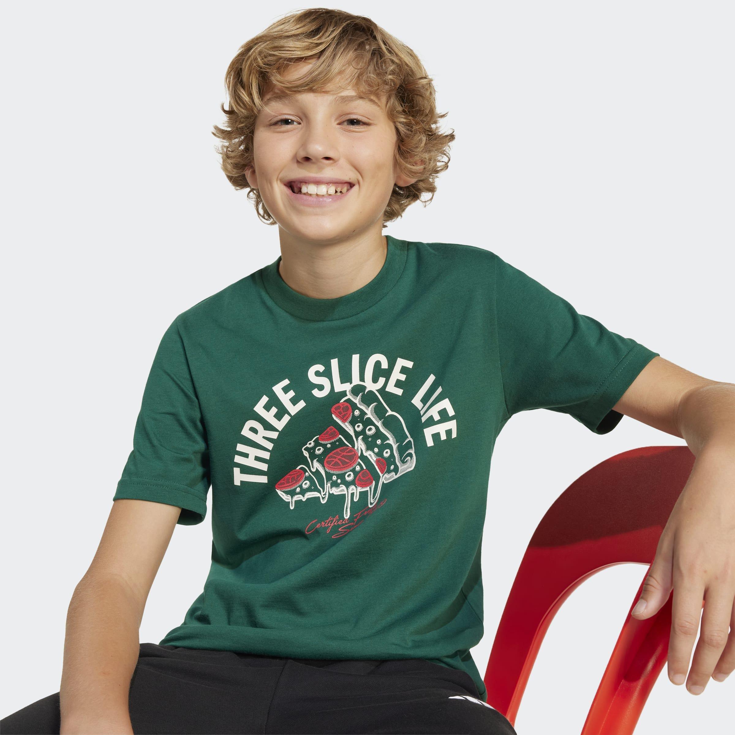 Kids Unisex Lounge Pizza Graphic T-Shirt, Green, A901_ONE, large image number 3