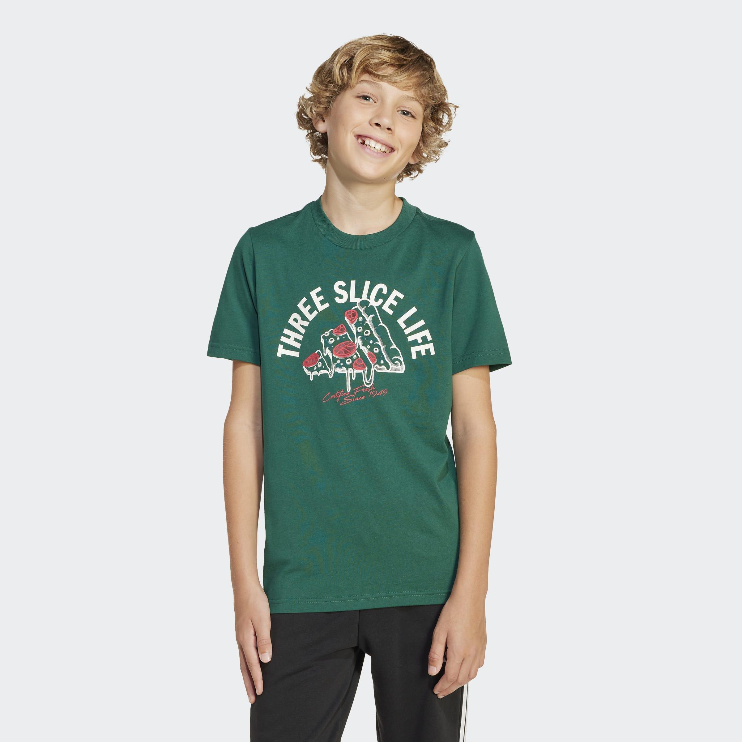 Kids Unisex Lounge Pizza Graphic T-Shirt, Green, A901_ONE, large image number 7