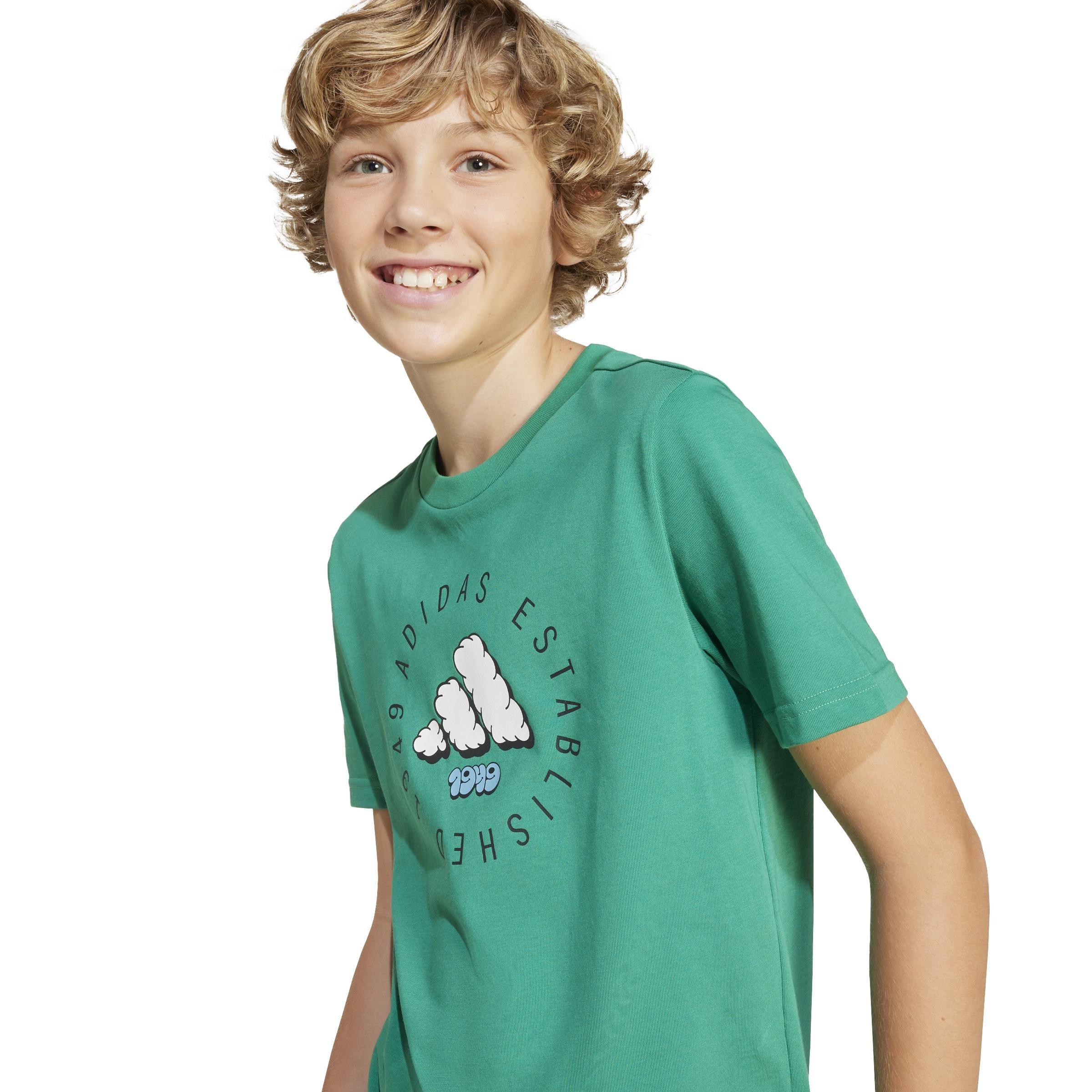 Kids Unisex Fun Graphic T-Shirt, Green, A901_ONE, large image number 6