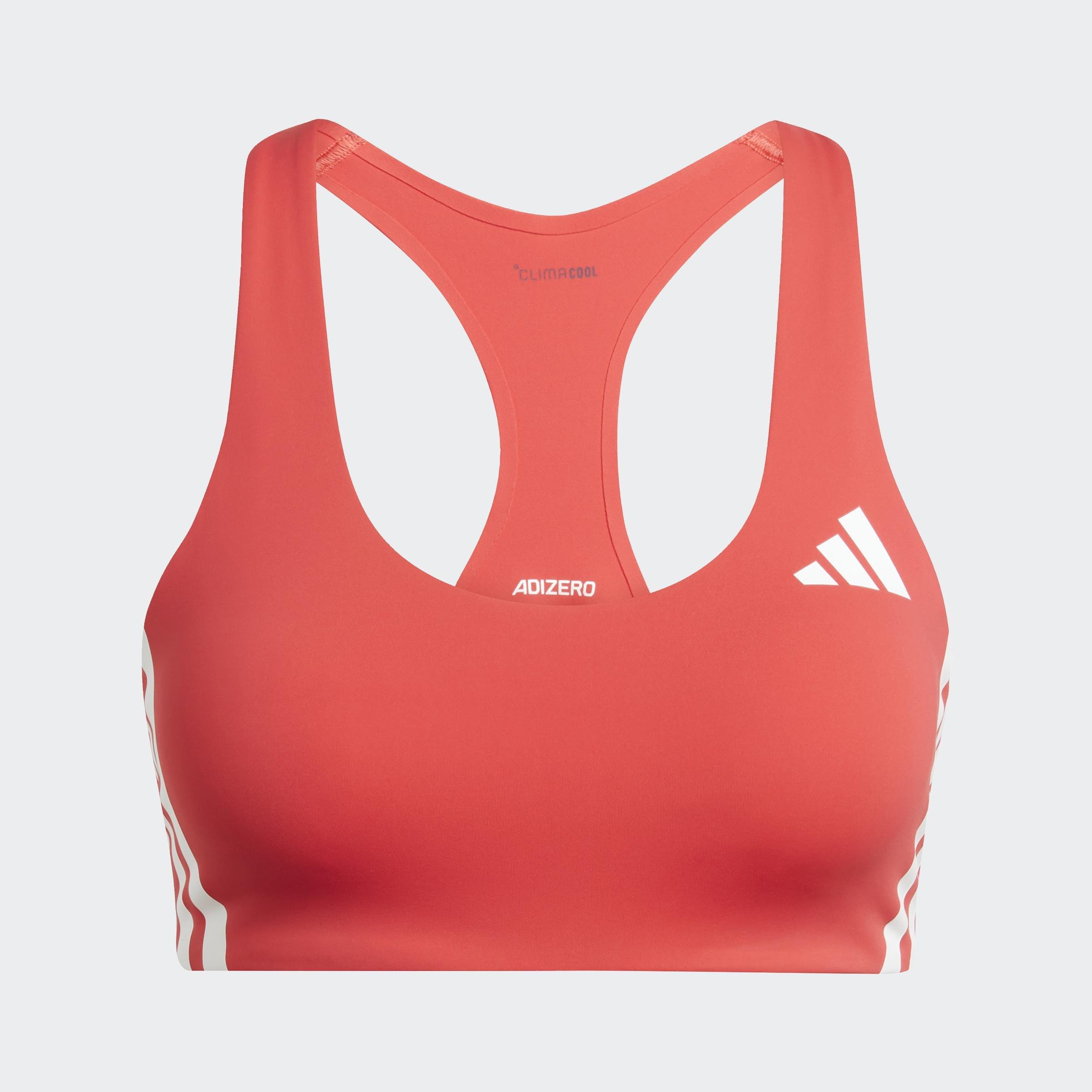 Adizero Run Medium Support Bra, Red, A901_ONE, large image number 1