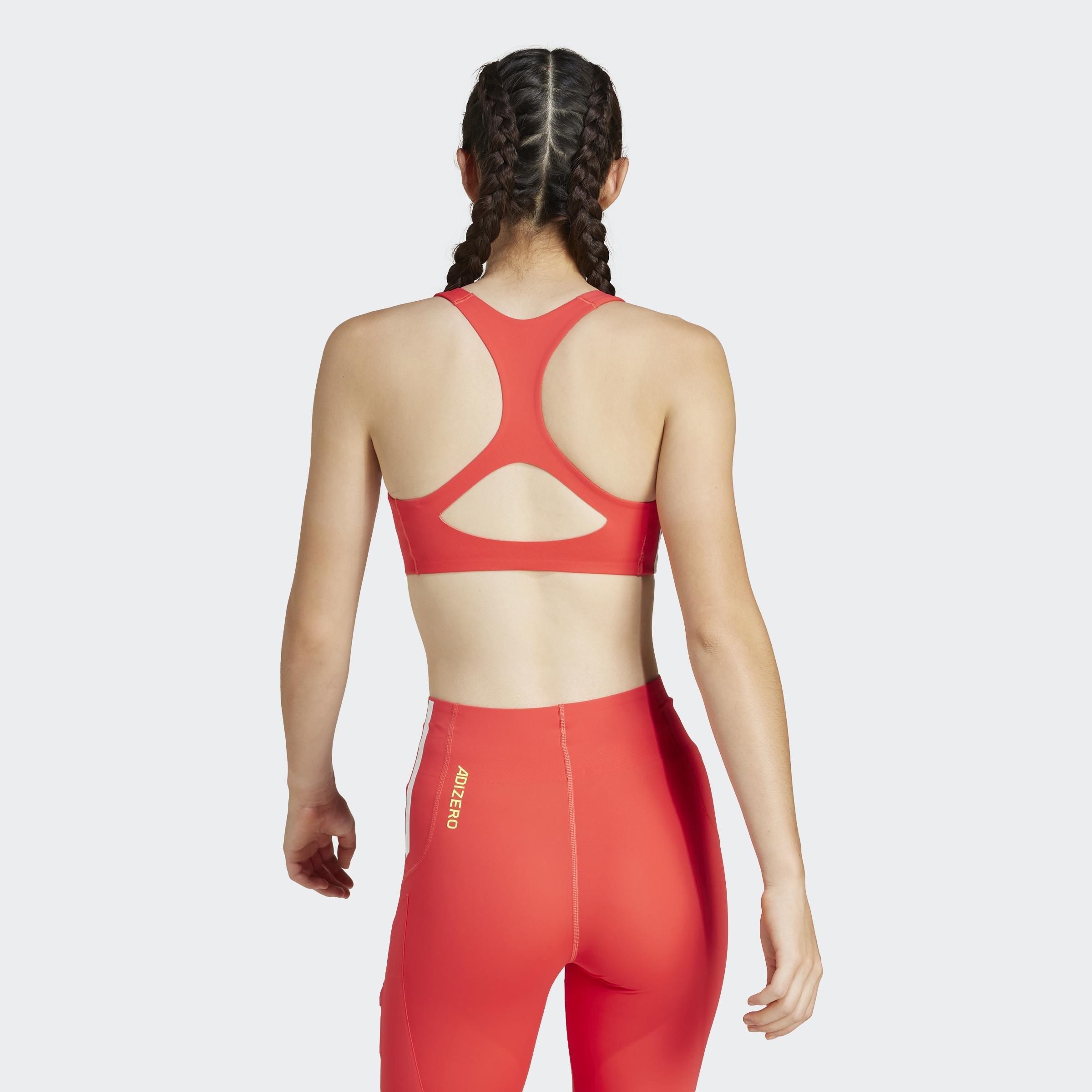 Adizero Run Medium Support Bra, Red, A901_ONE, large image number 5