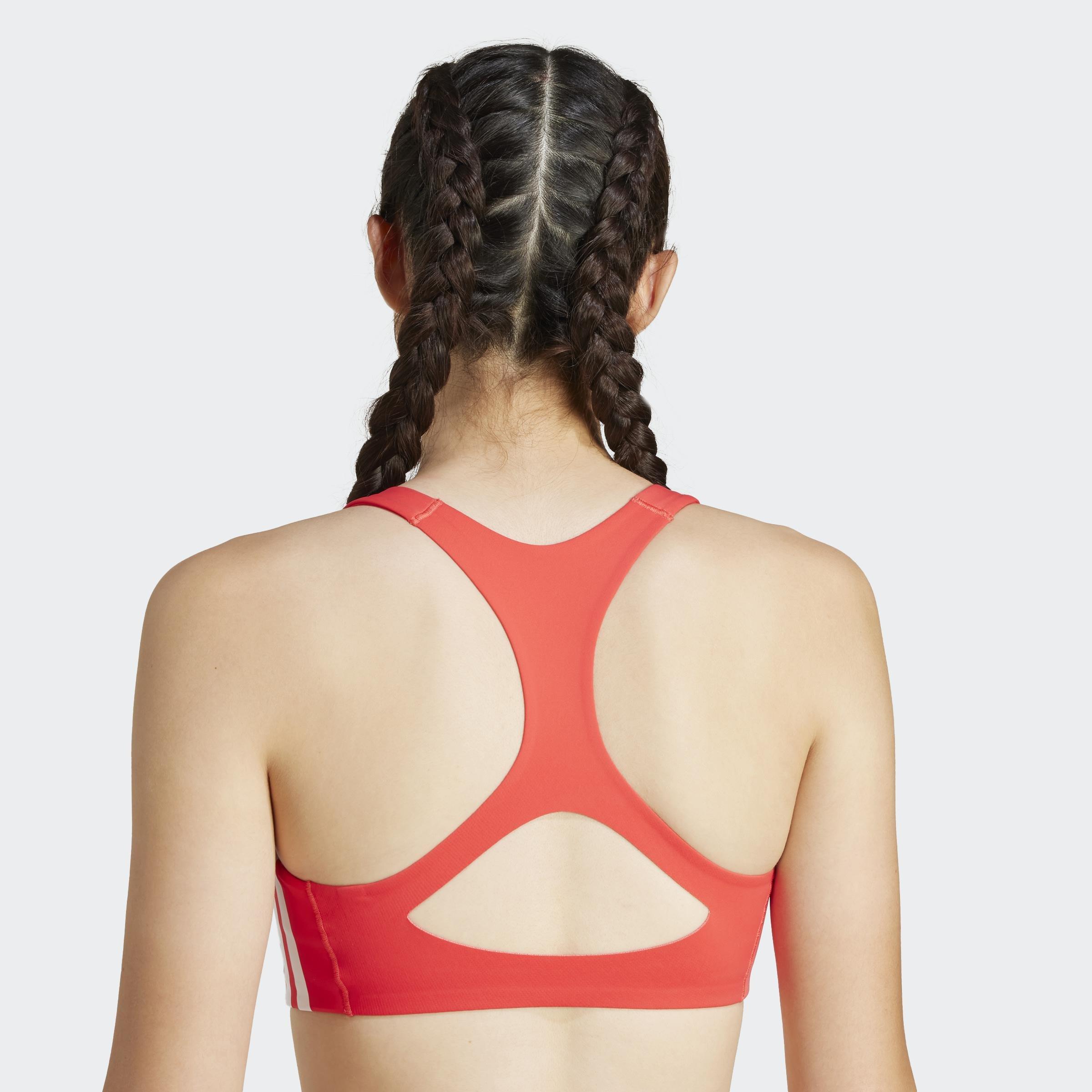 Adizero Run Medium Support Bra, Red, A901_ONE, large image number 9