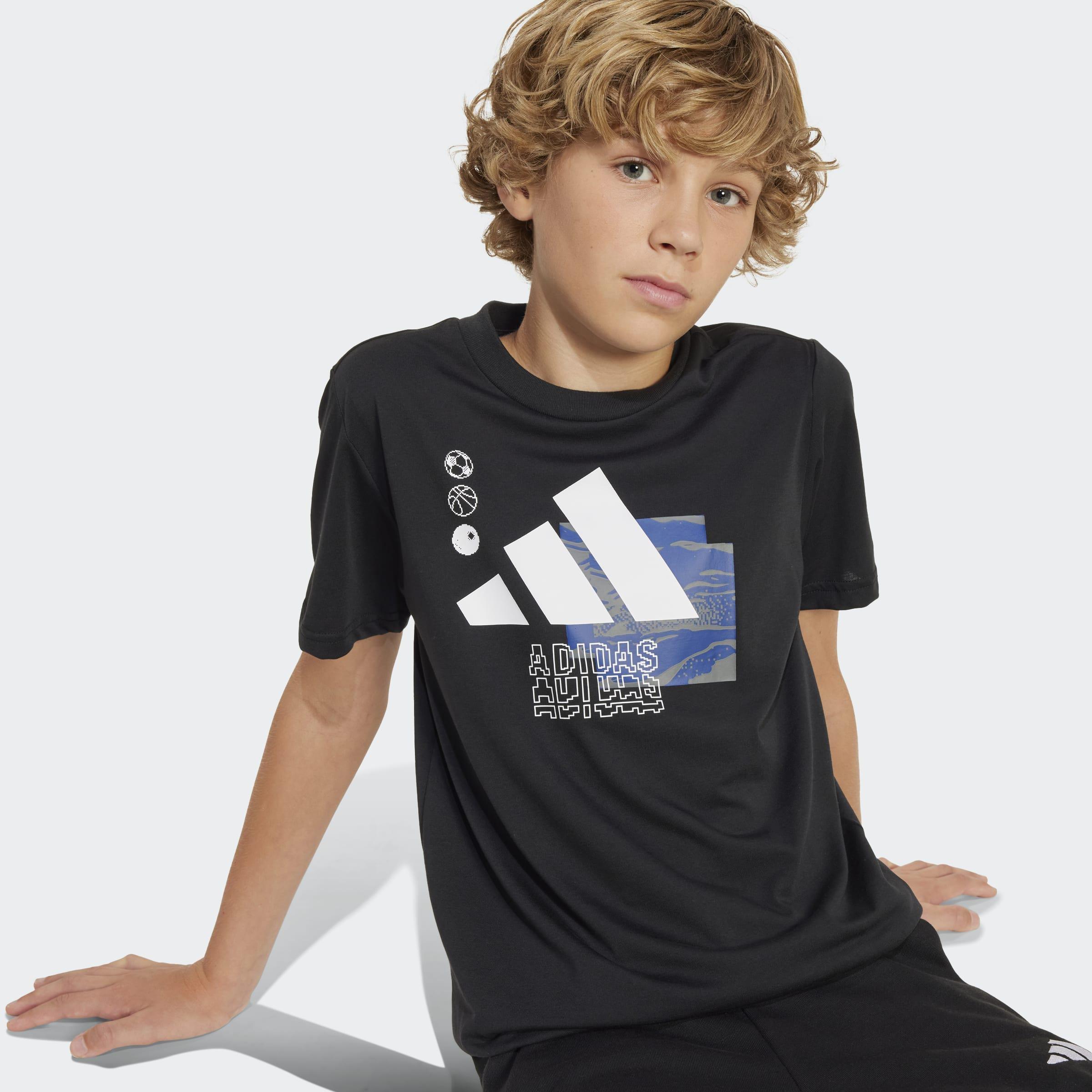 Kids Unisex Camo Training Graphic Tee, Black, A901_ONE, large image number 4