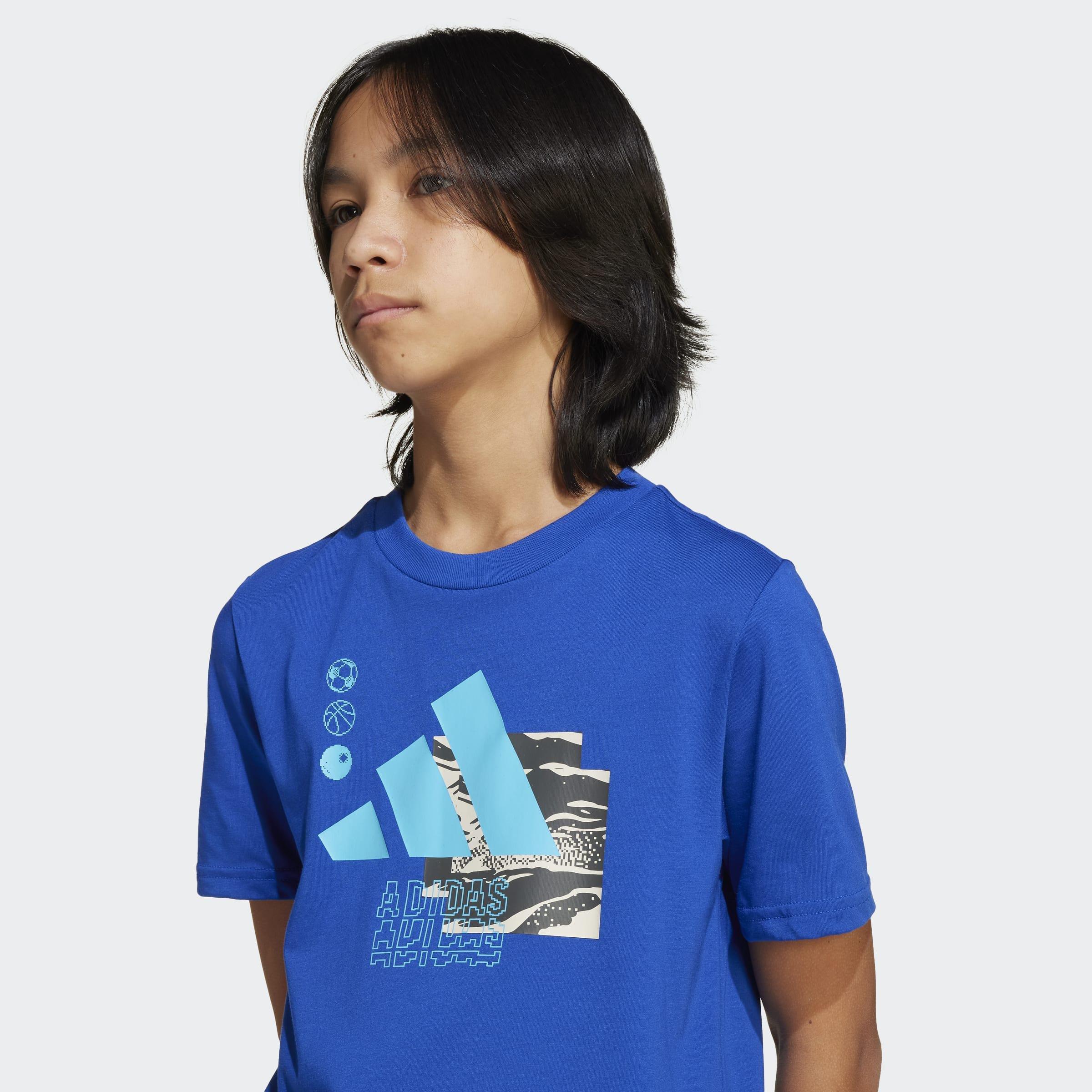 Kids Unisex Camo Training Graphic Tee, Blue, A901_ONE, large image number 3