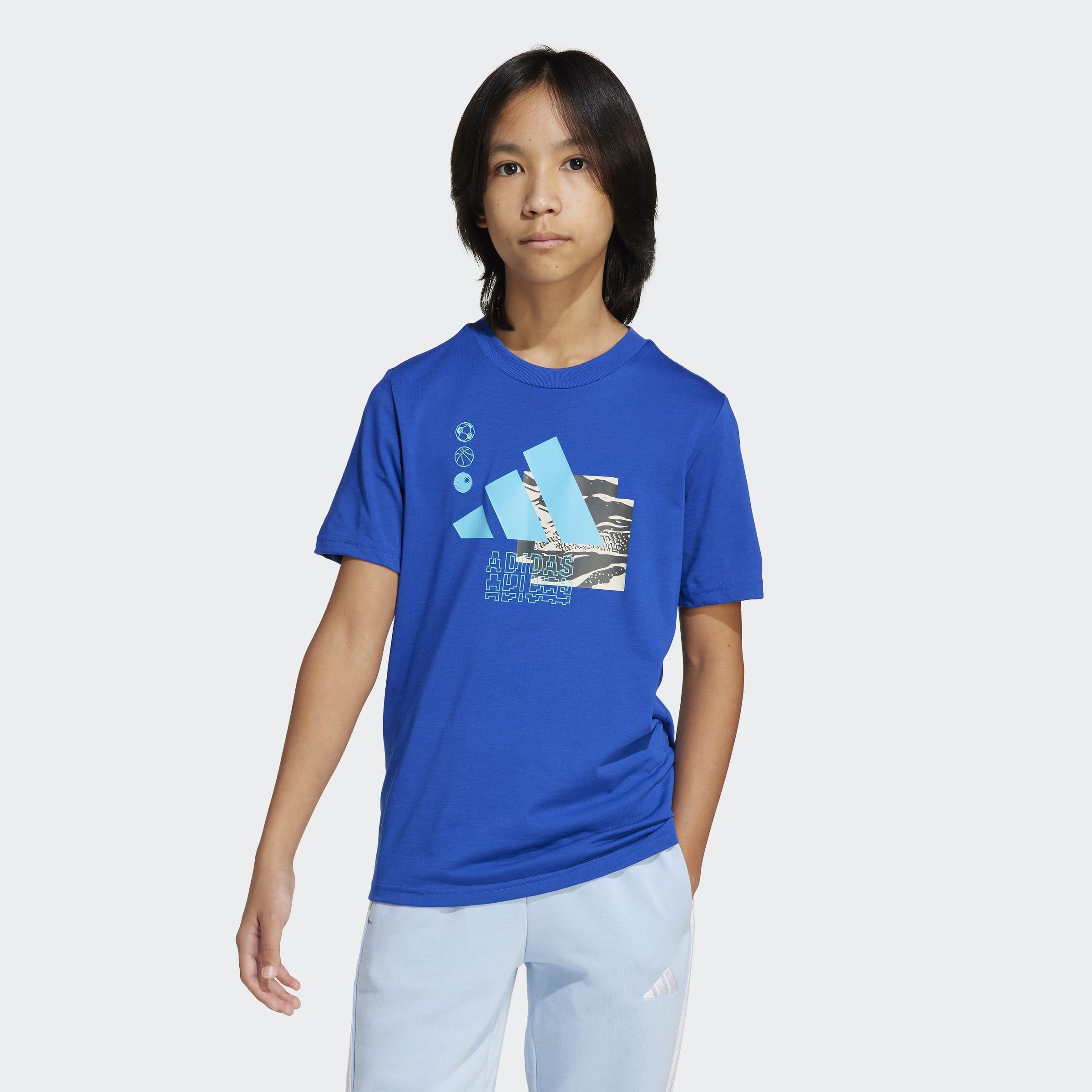 Kids Unisex Camo Training Graphic Tee, Blue, A901_ONE, large image number 6