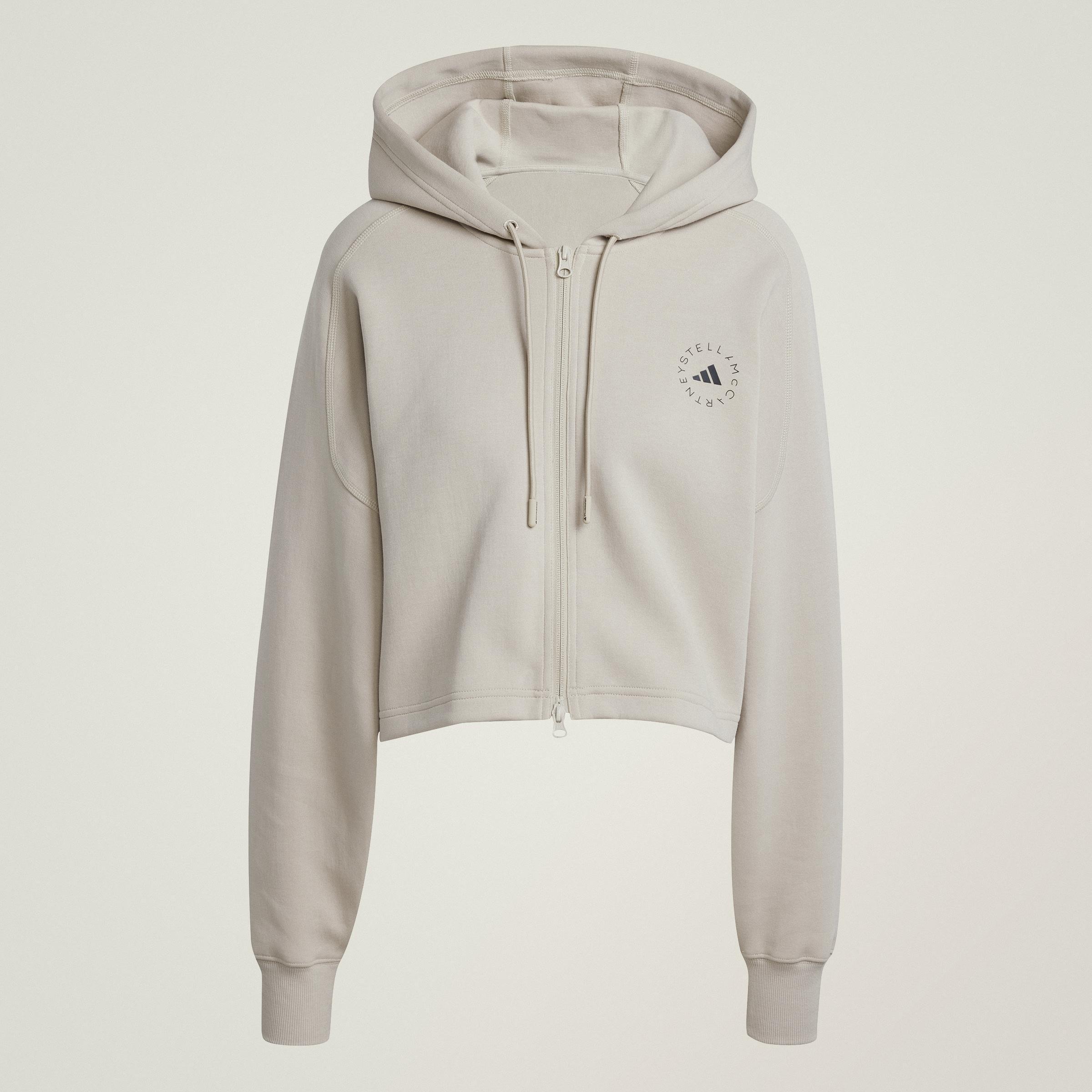 adidas by Stella McCartney Sportswear Cropped Hoodie, Beige, A901_ONE, large image number 2