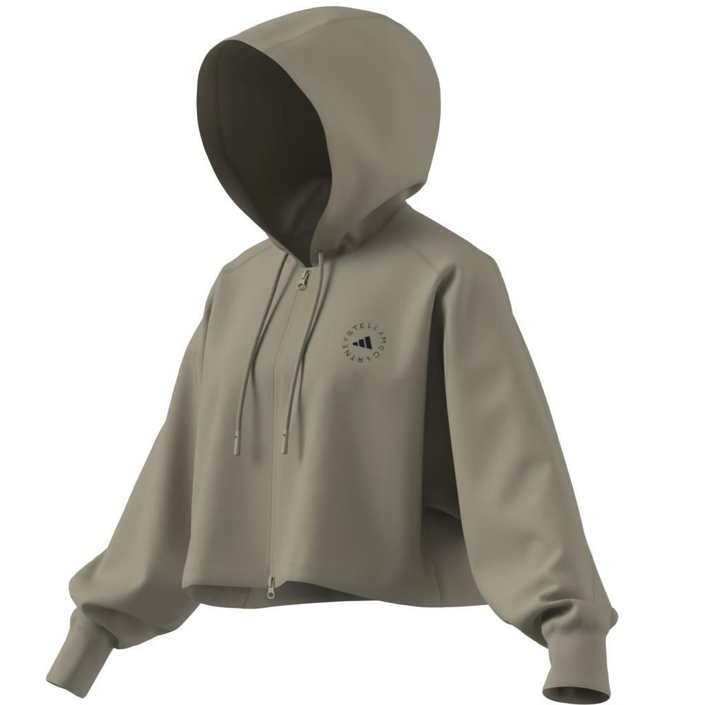 adidas by Stella McCartney Sportswear Cropped Hoodie, Beige, A901_ONE, large image number 12
