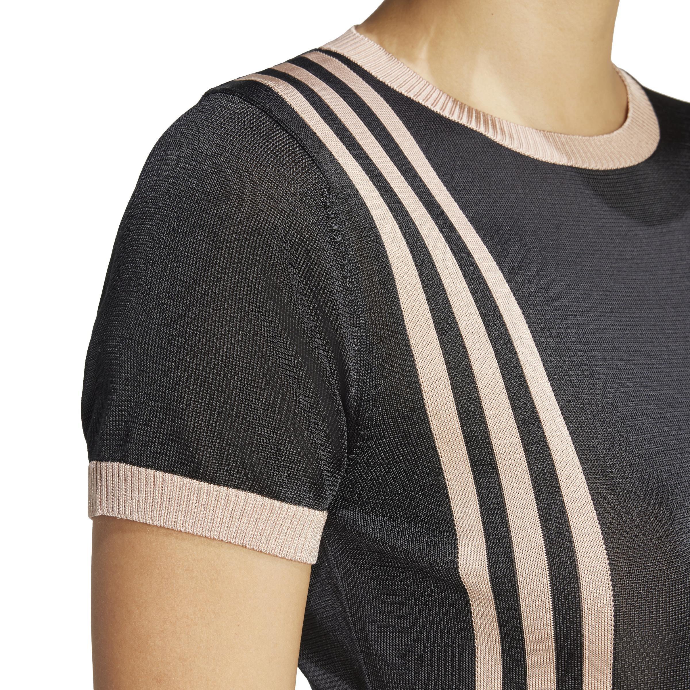 Knitted 3-Stripes Short Tee, Black, A901_ONE, large image number 4