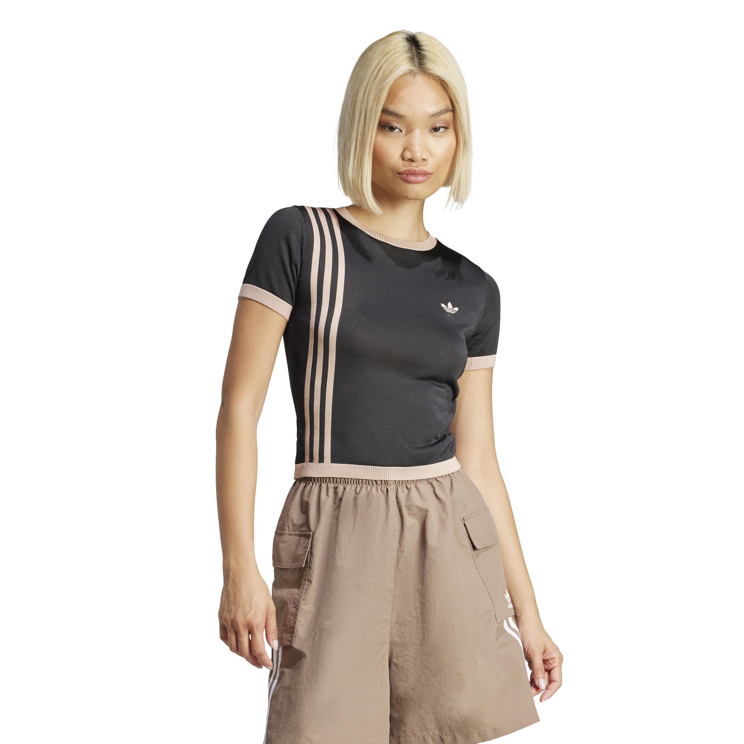 Knitted 3-Stripes Short Tee, Black, A901_ONE, large image number 9