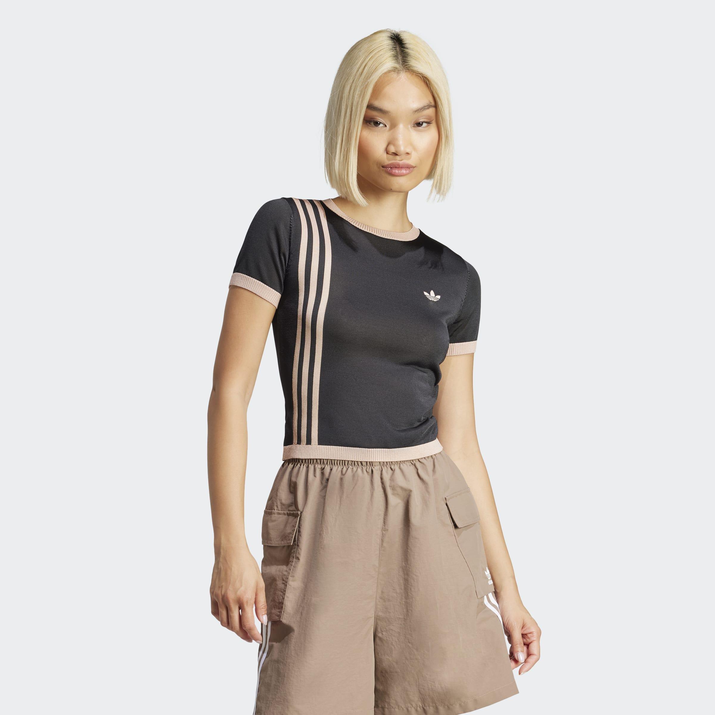 Knitted 3-Stripes Short Tee, Black, A901_ONE, large image number 10