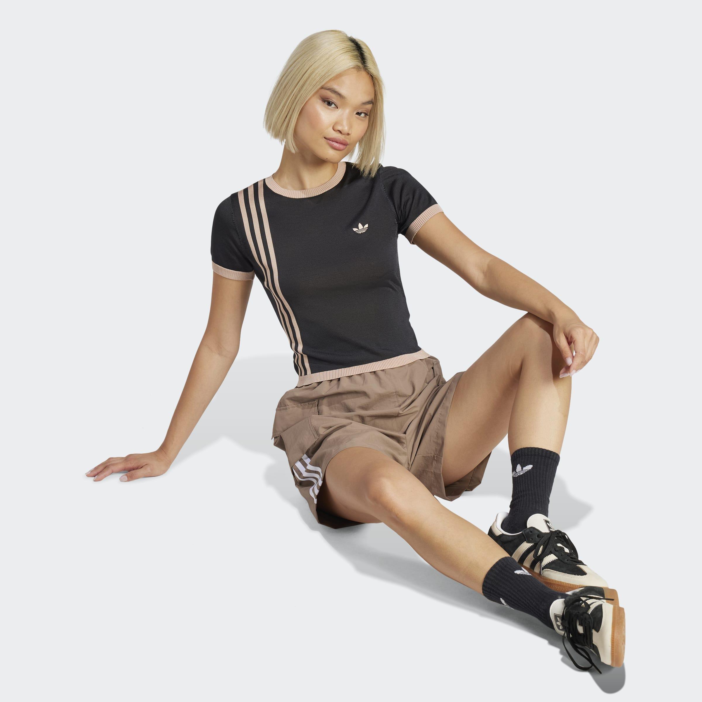 Knitted 3-Stripes Short Tee, Black, A901_ONE, large image number 11